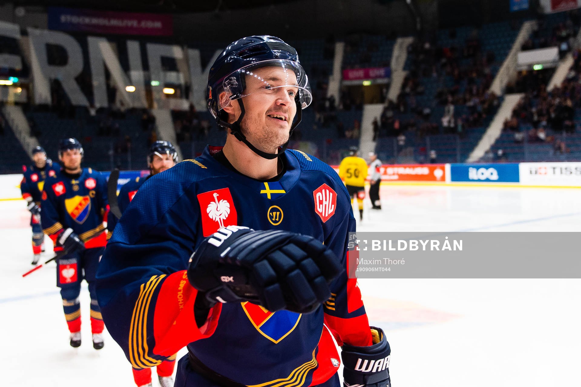 Marcus Högström of Djurgården celebrates scoring 3-3