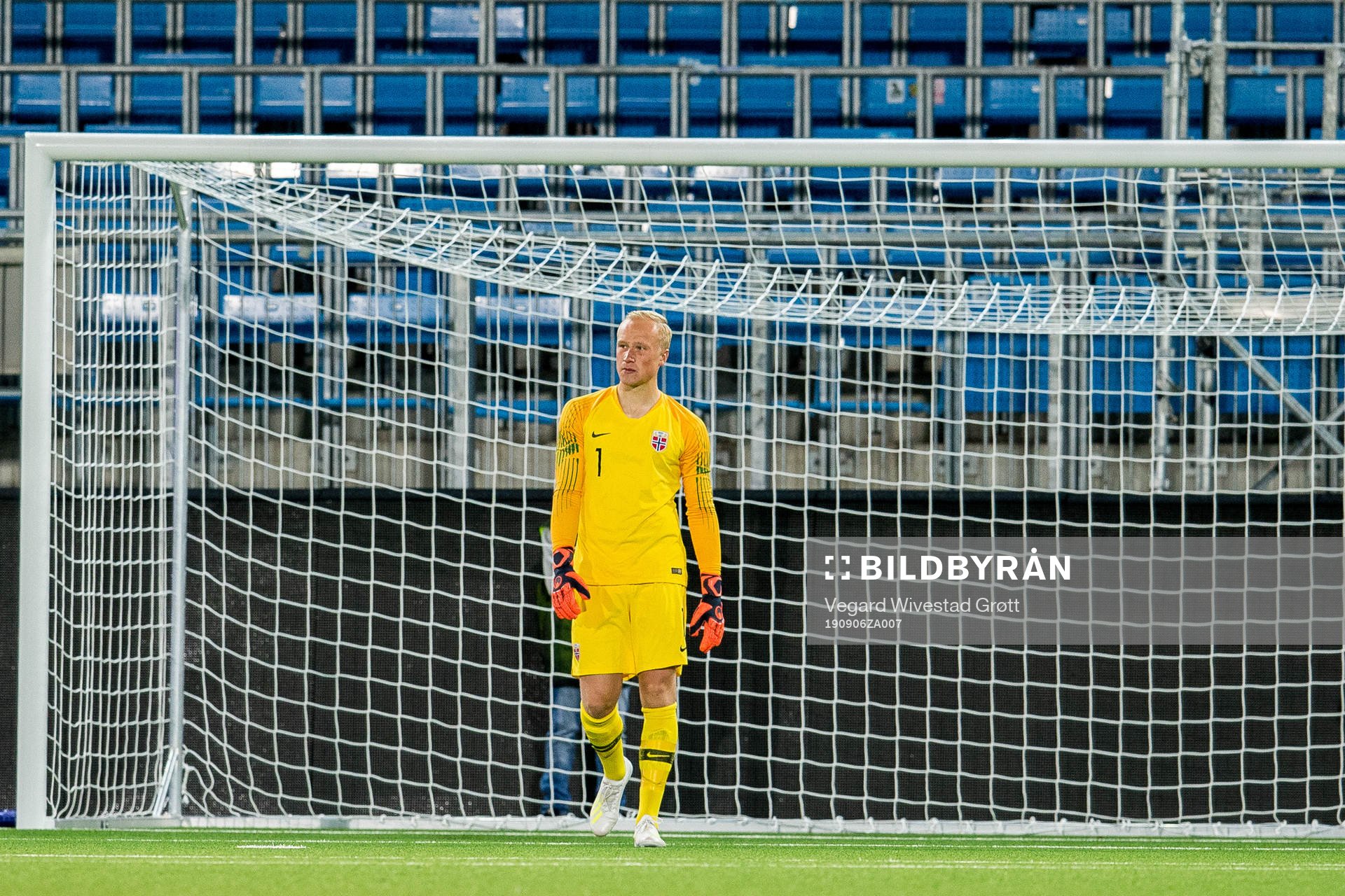 Goalkeeper Julian Faye Lund of Norway looks dejected