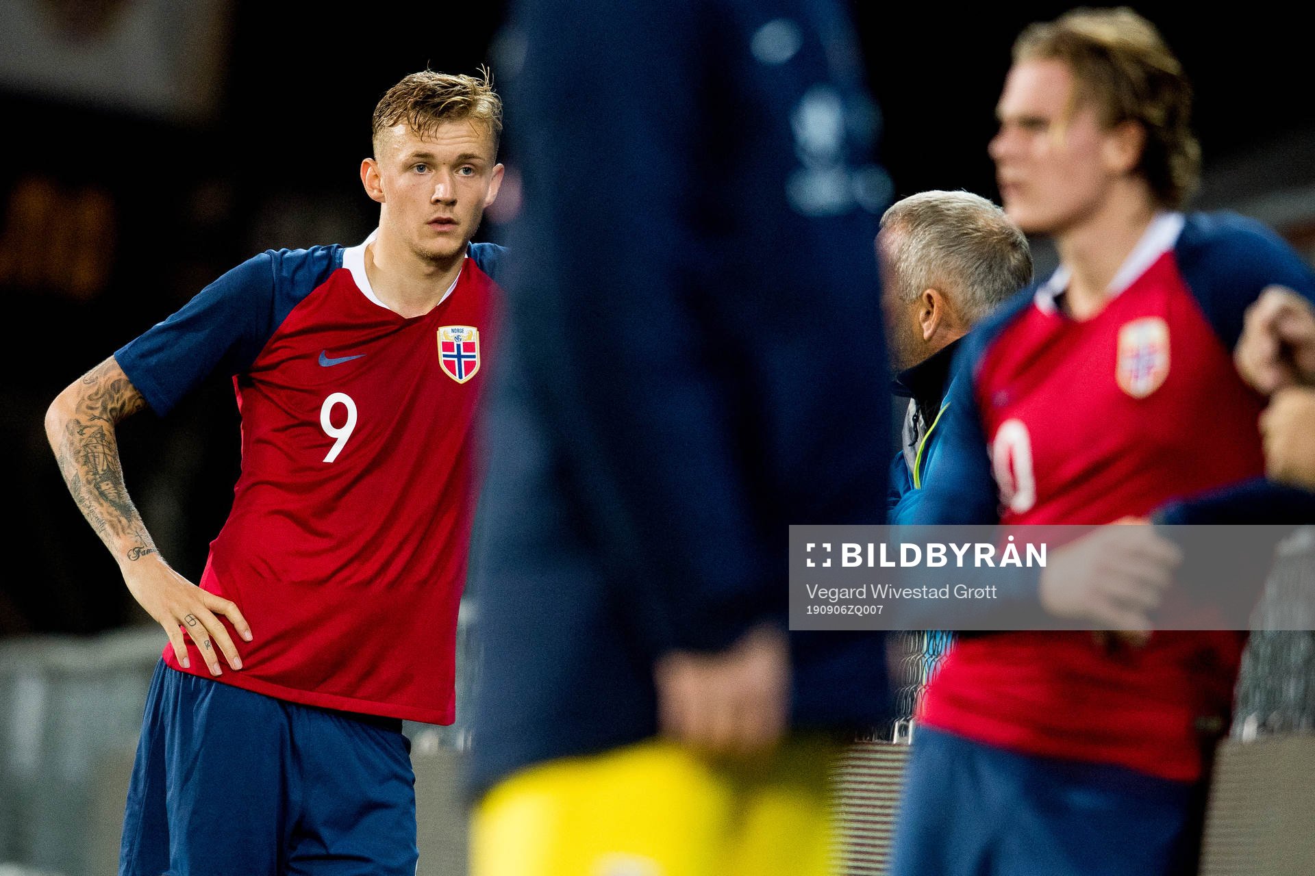 Birk Risa and Tobias Christensen of Norway after the UEFA European Under-21 Qualifier football match between Norway and Cyprus on September 6, 2019 in Drammen.