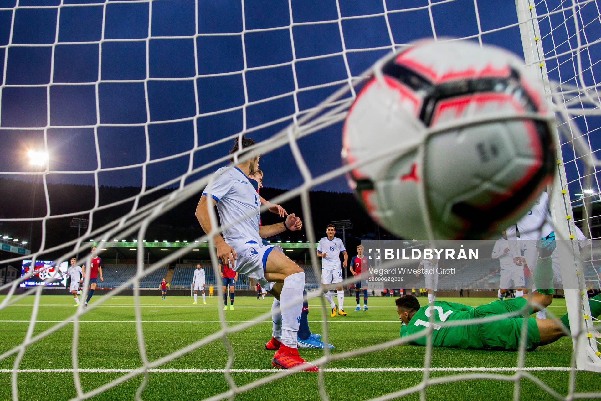Kristian Thorstvedt of Norway scores 2-0 past Panagiotis