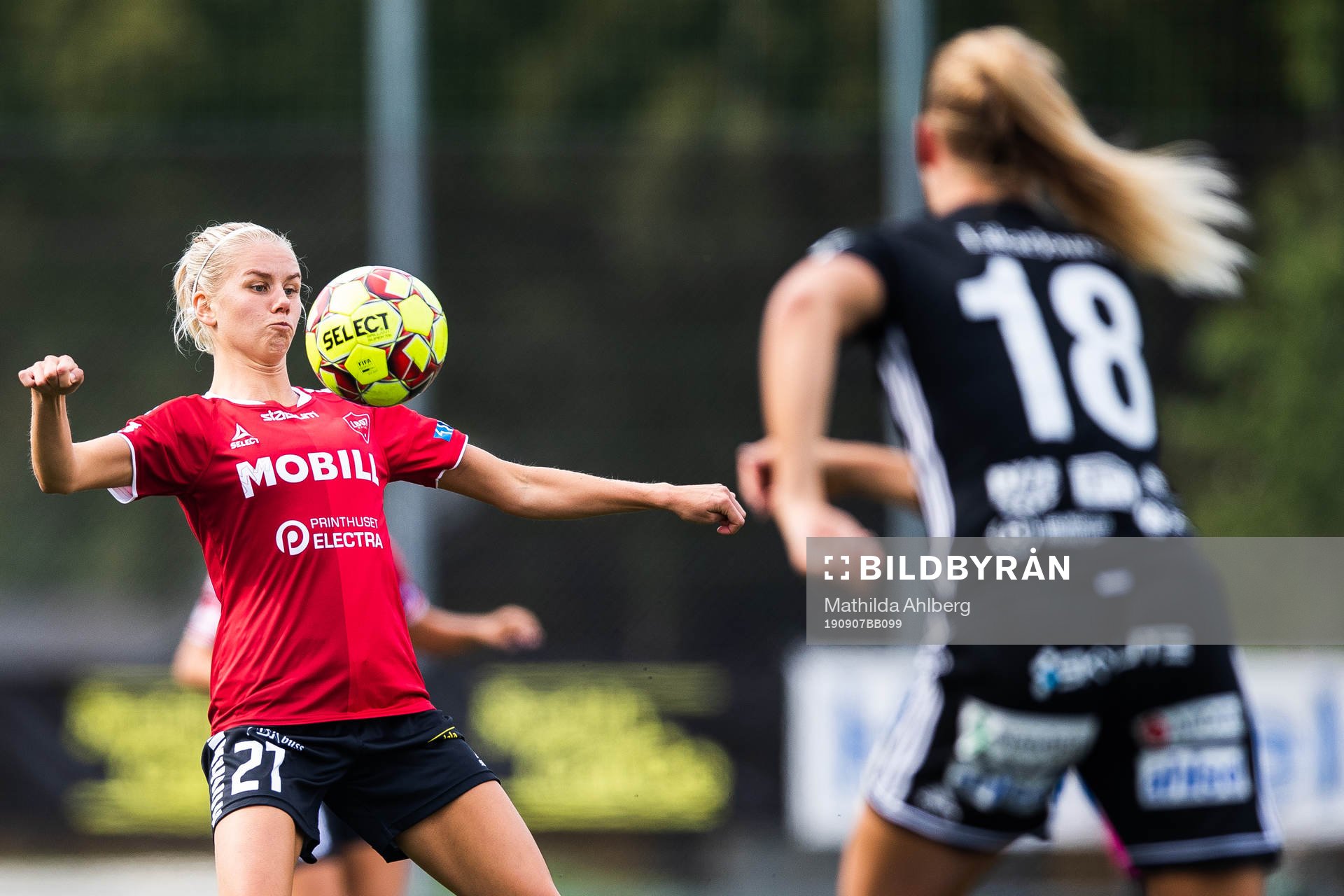 Limhamn Bunkeflos Nellie Lilja under fotbollsmatchen i Damallsvenskan mellan Limhamn Bunkeflo och Piteå den 7 september 2019 i Malmö .