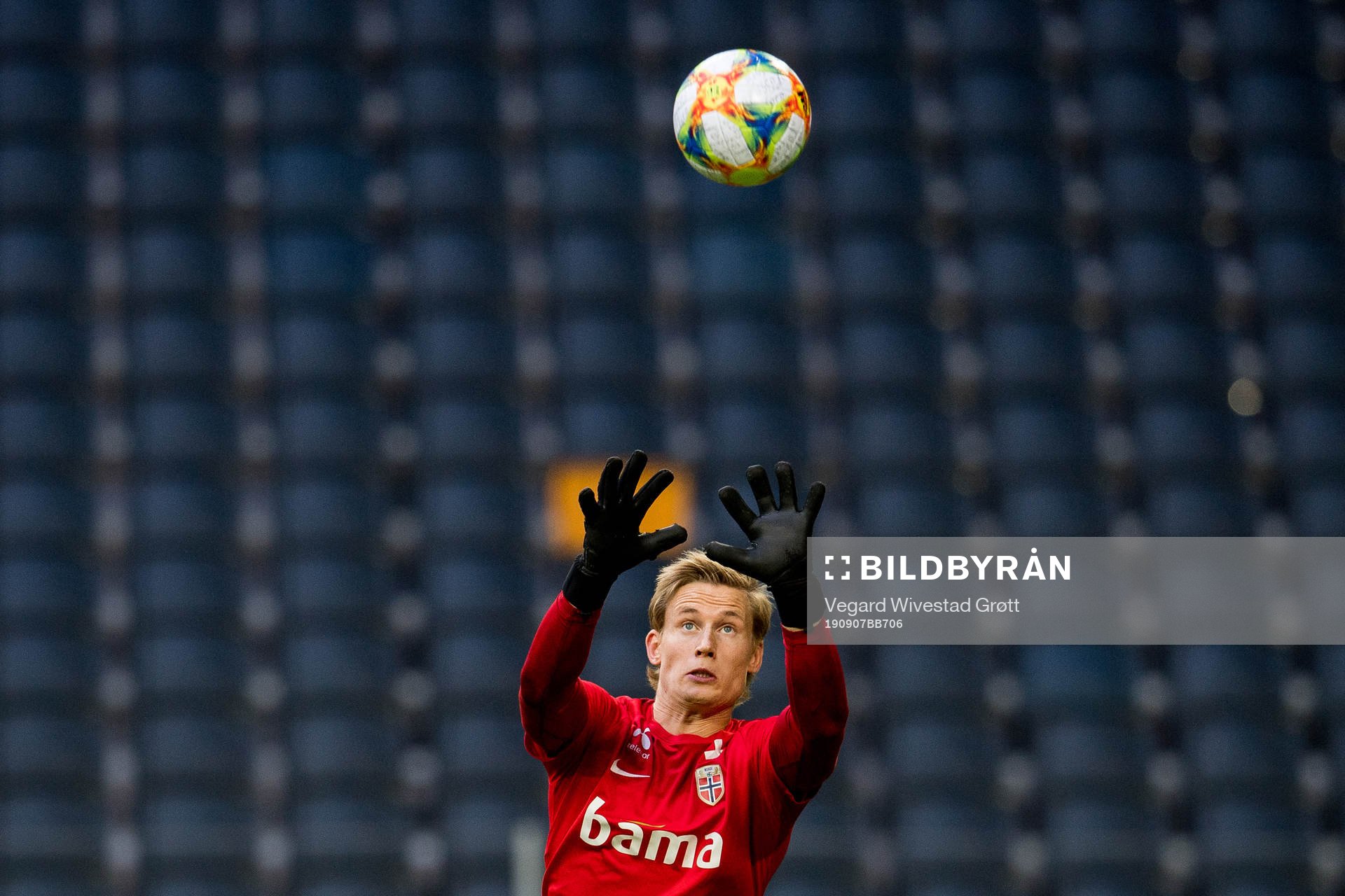 Goalkeeper Sondre Rossbach of Norway during a training session on September 7, 2019 in Stockholm.