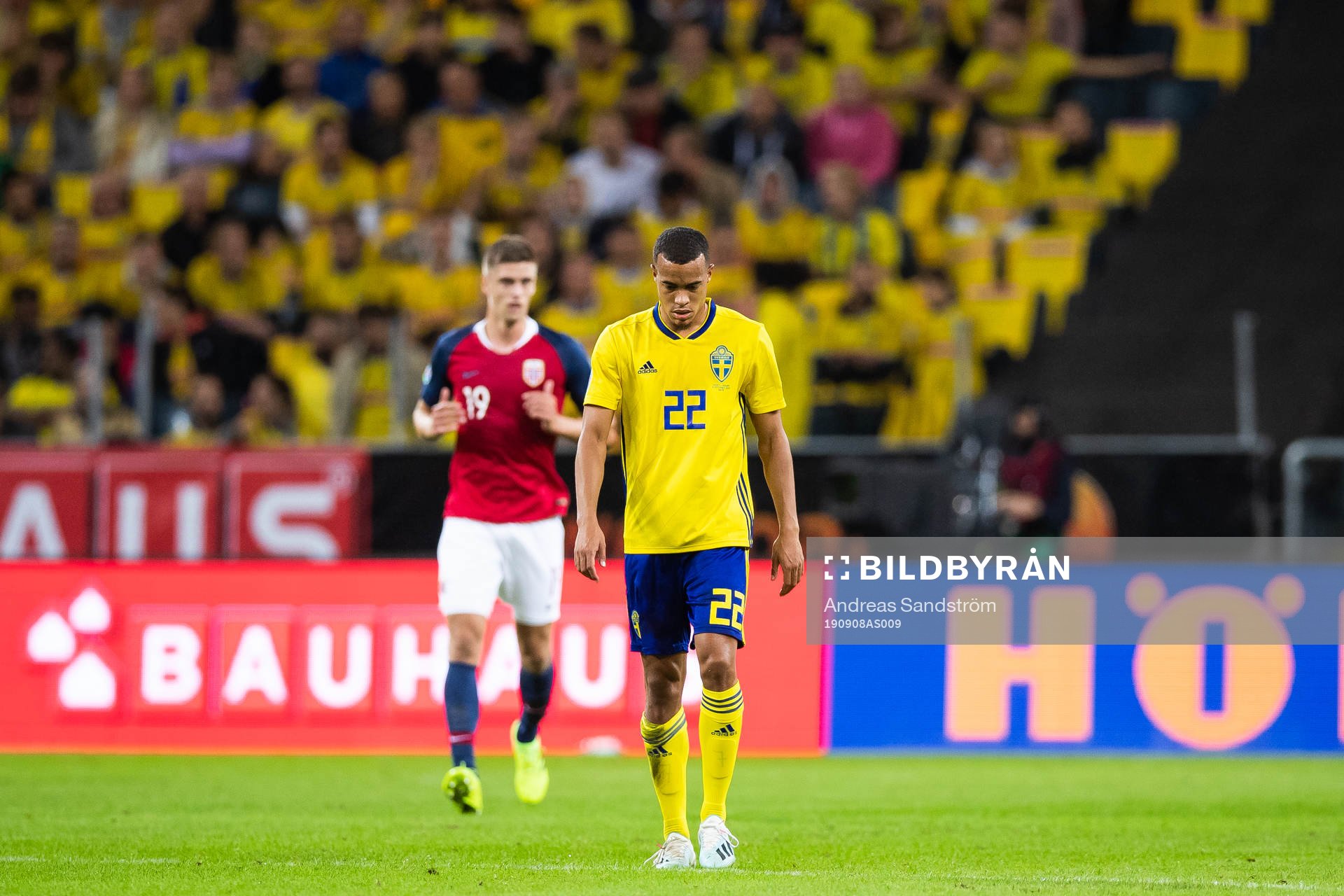 Robin Quaison of Sweden looks dejected
