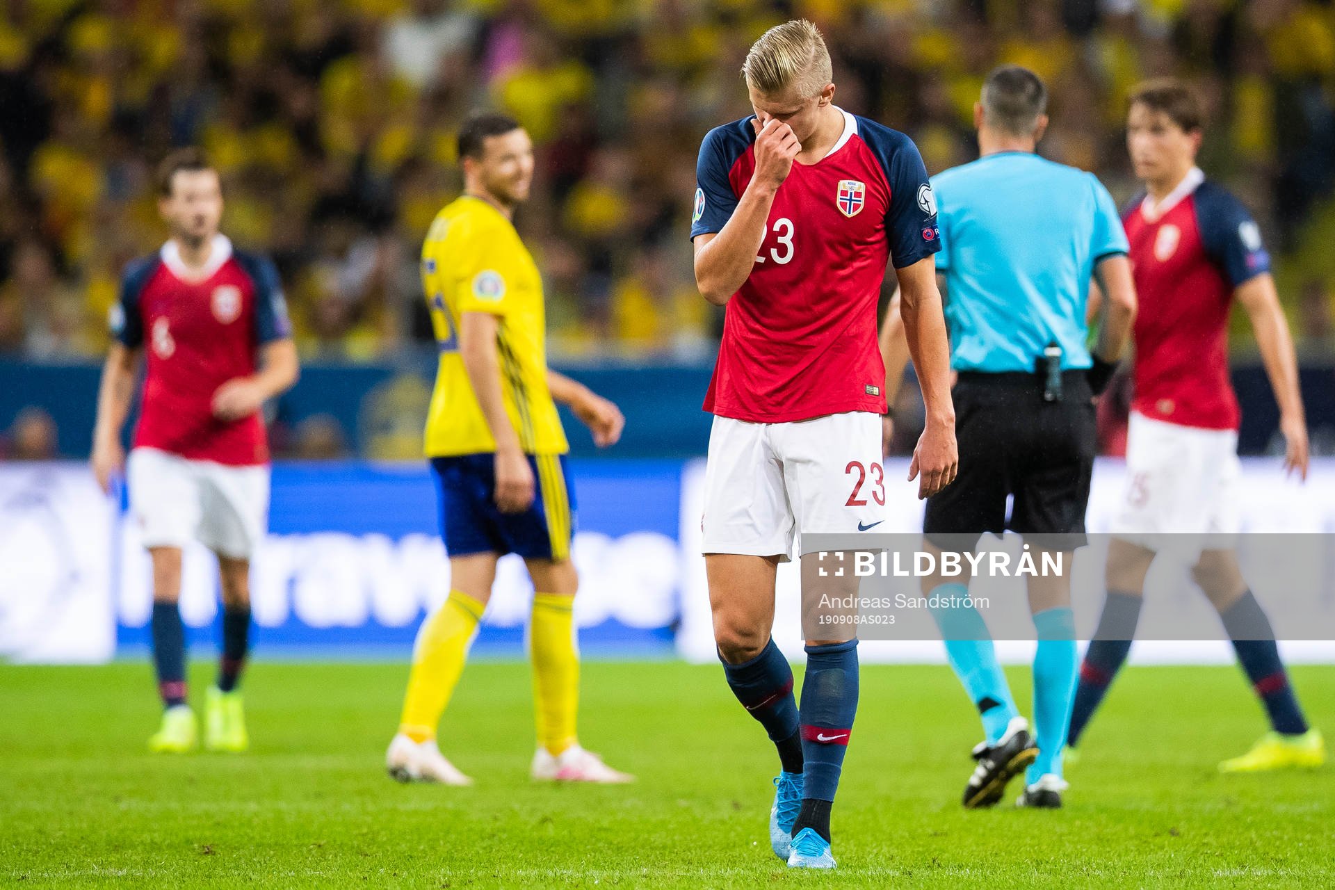 Erling Braut Haaland of Norway looks dejected