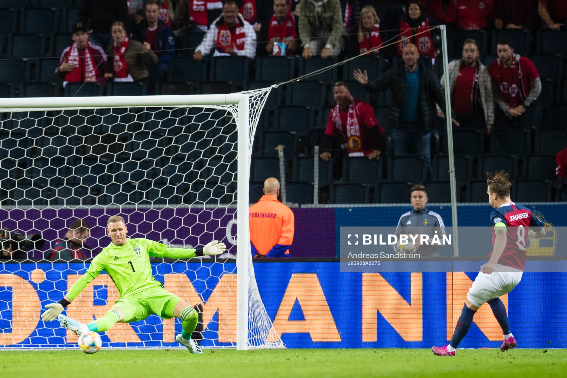 of Norway Stefan Johansen scores 0-1 behind goalkeeper