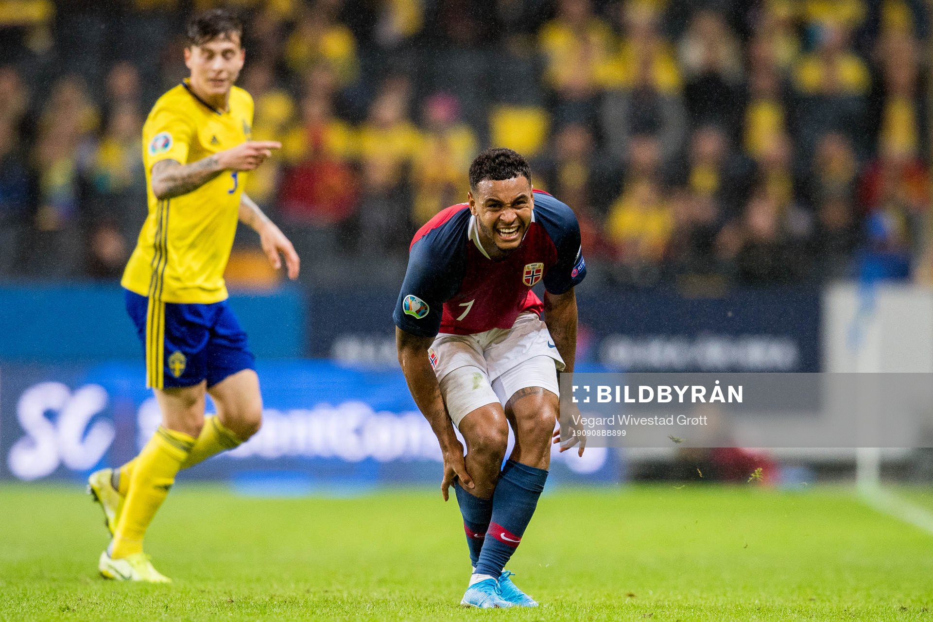 Joshua King of Norway reacts