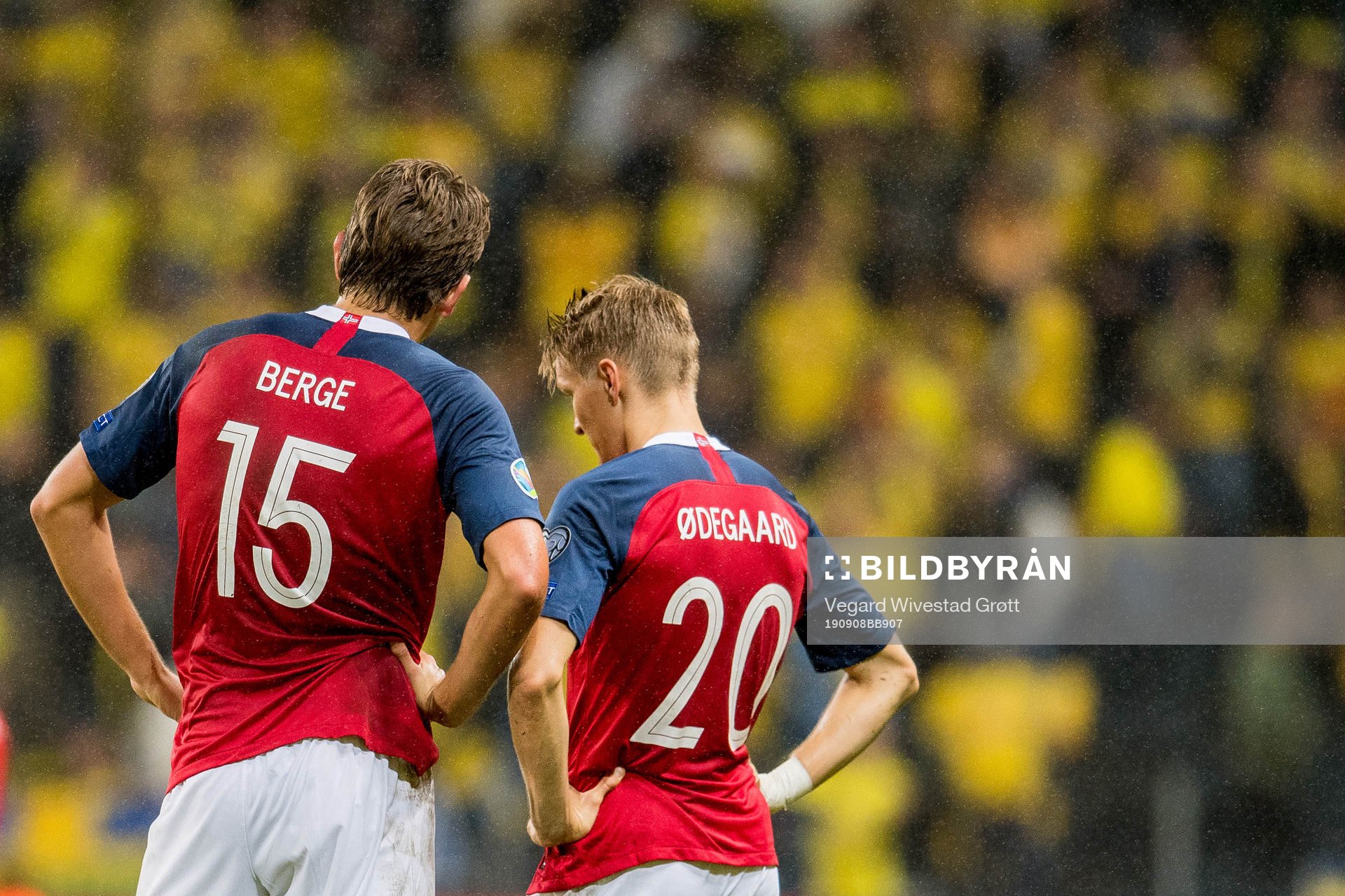 Sander Berge and Martin Ødegaard of Norway look dejected