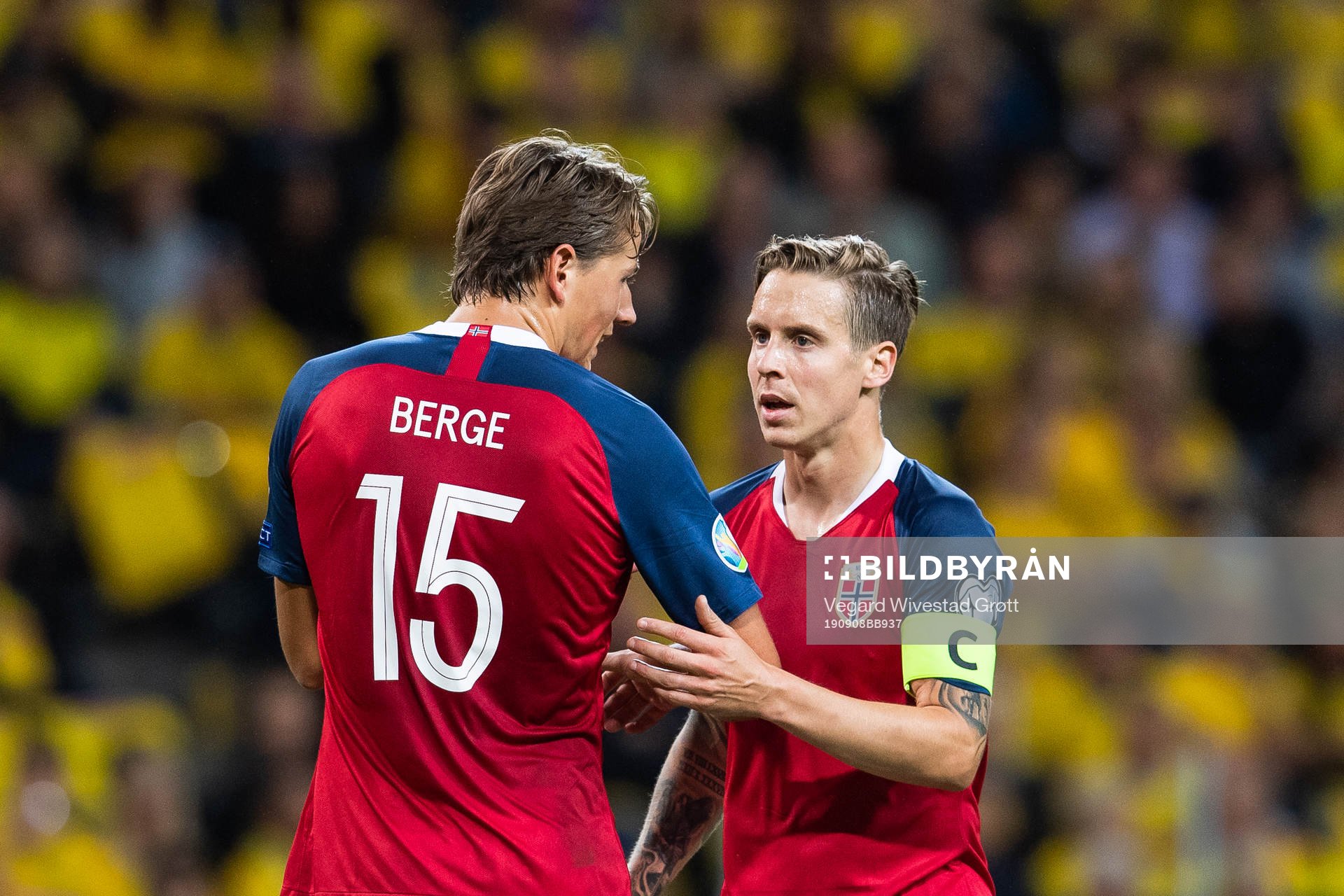 Sander Berge and Stefan Johansen of Norway