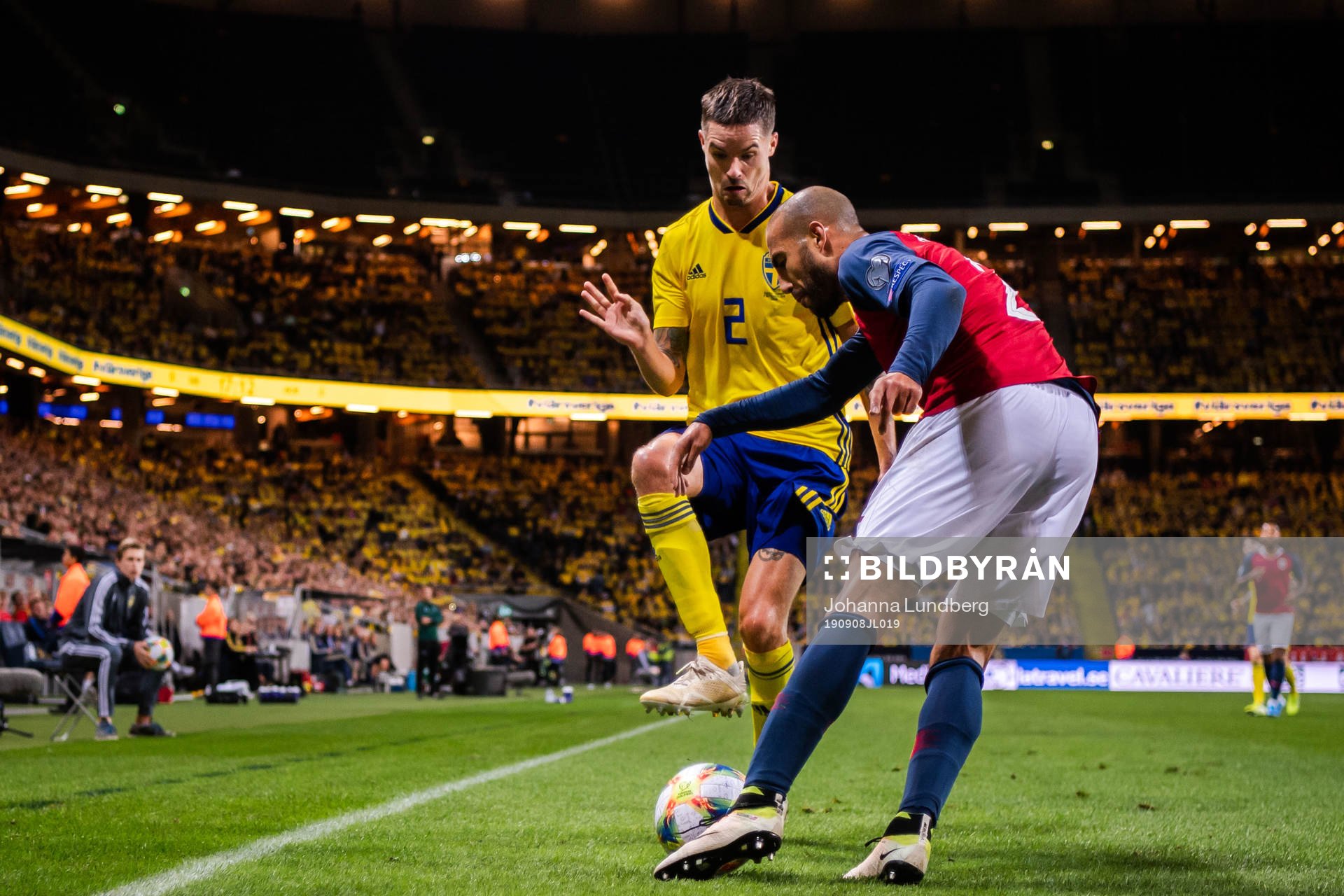 Haitam Aleesami of Norway and Mikael Lustig of Sweden
