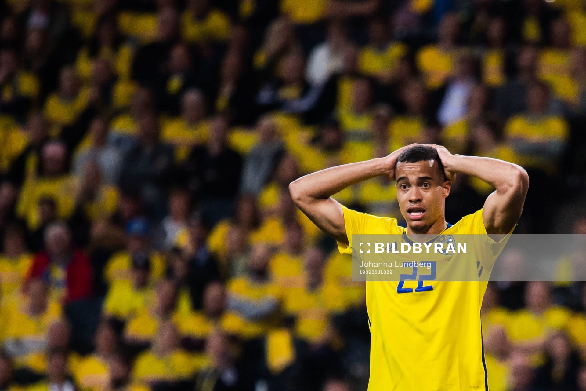 Robin Quaison of Sweden looks dejected