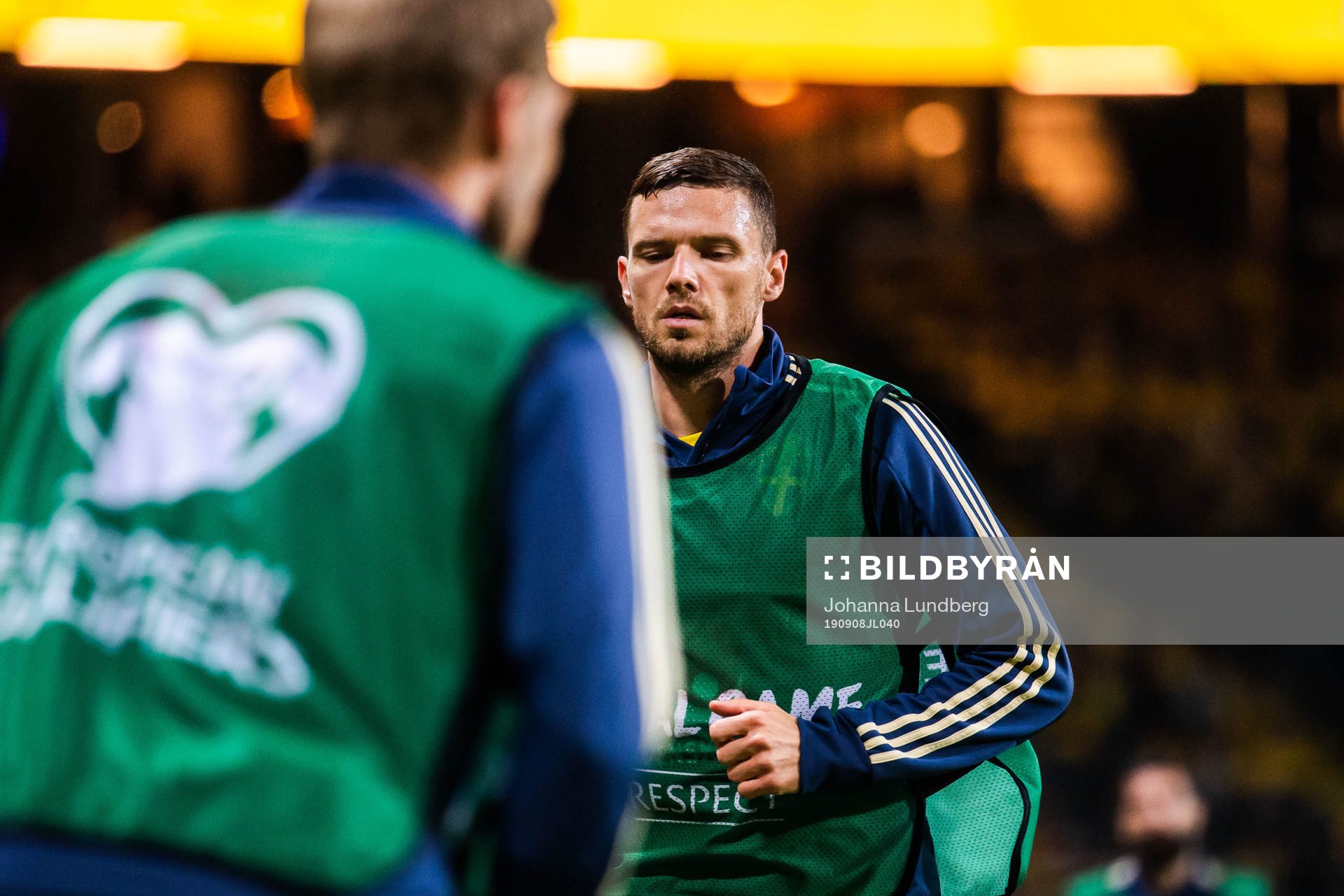 Marcus Berg of Sweden warms up