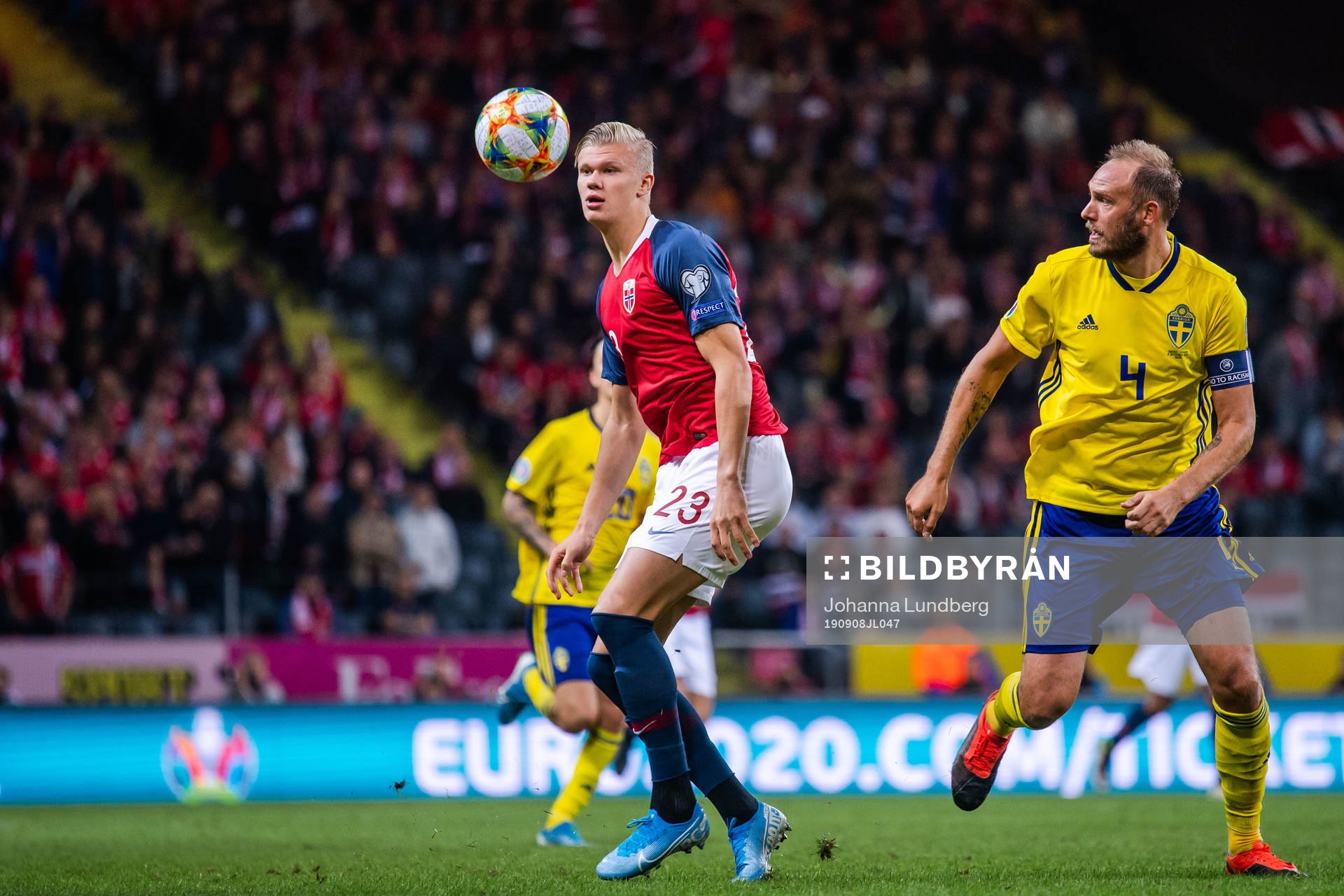 Erling Braut Haaland of Norway and Andreas Granqvist of