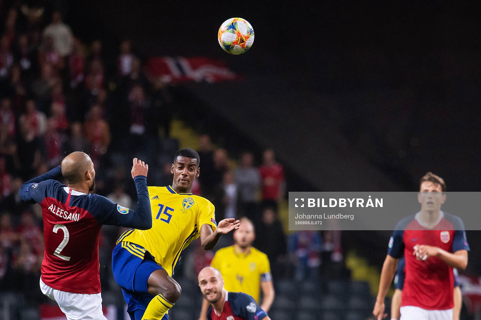 Haitam Aleesami of Norway and Alexander Isak of Sweden