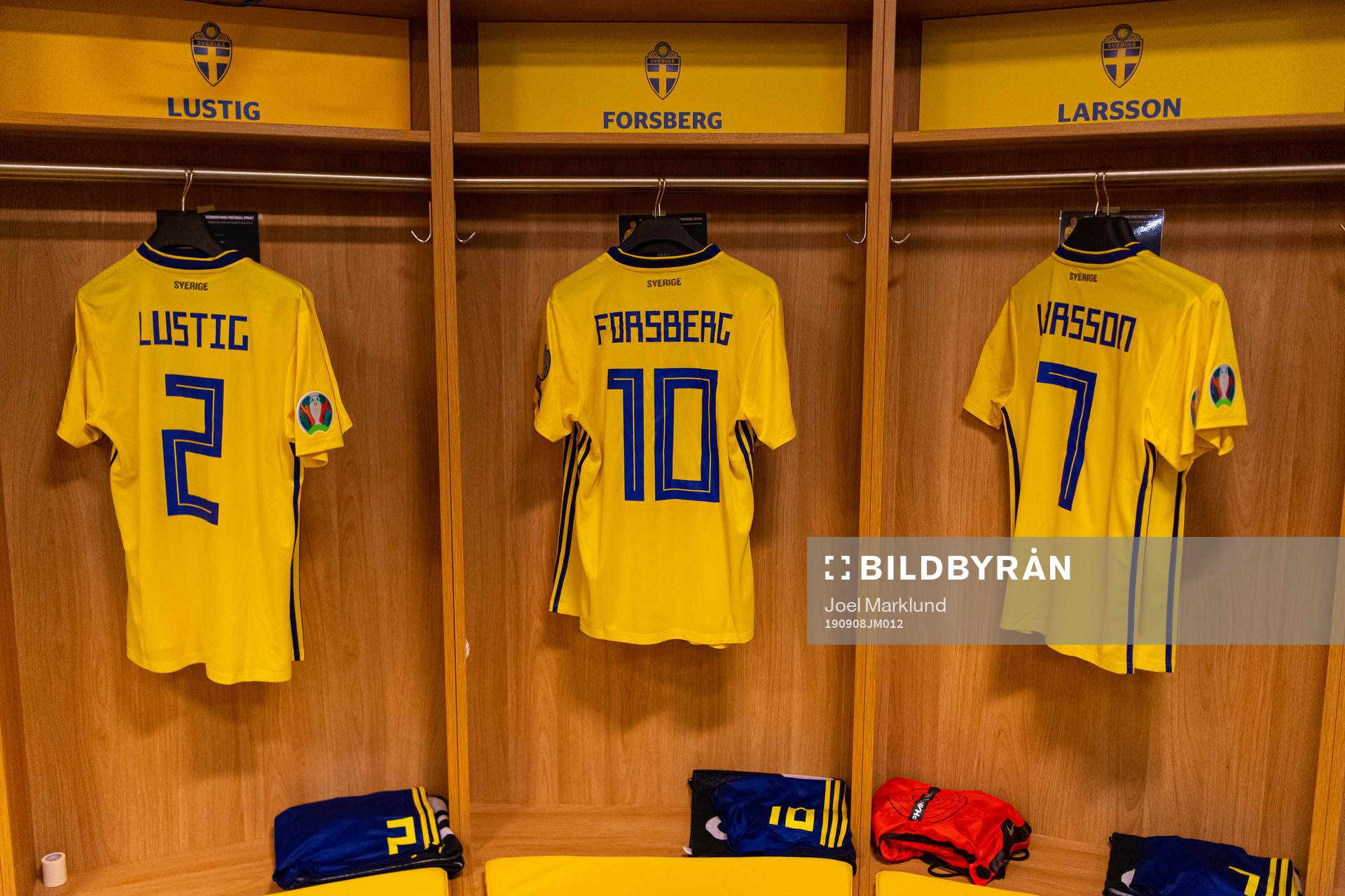 Jerseys of Mikael Lustig, Emil Forsberg and Sebastian