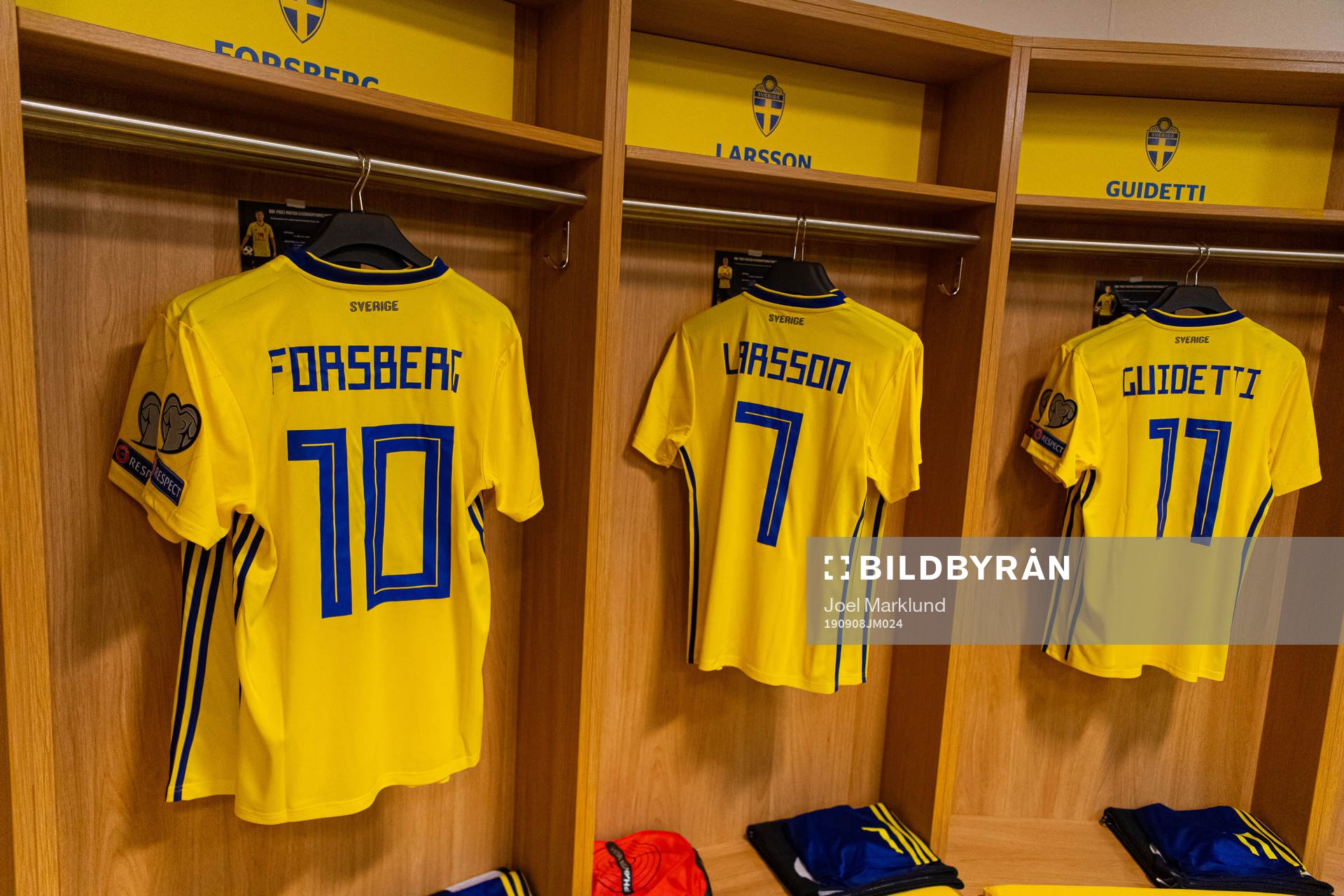 Jerseys of Emil Forsberg, Sebastian Larsson and John