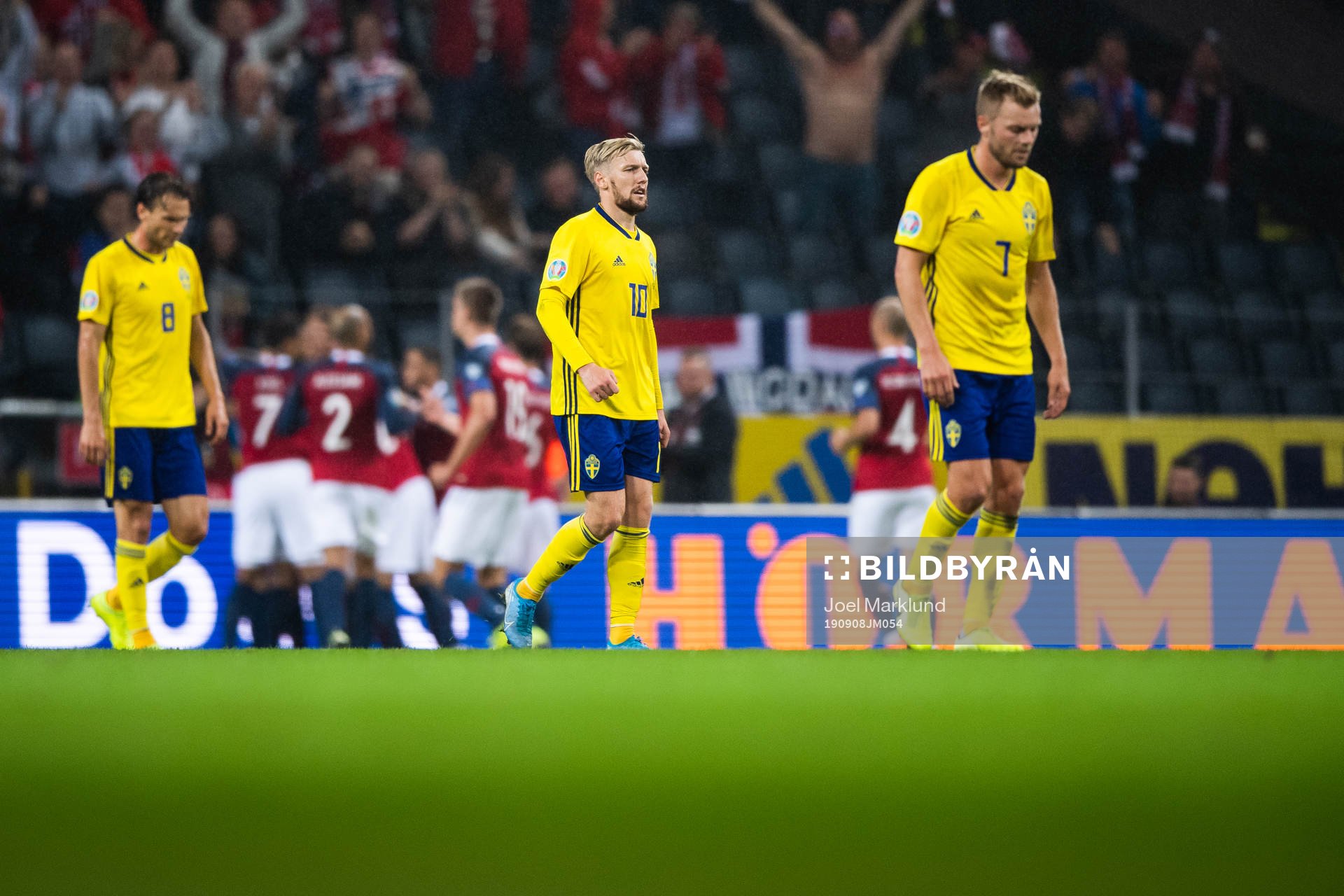 Albin Ekdal, Emil Forsberg and Sebastian Larsson  of Sweden