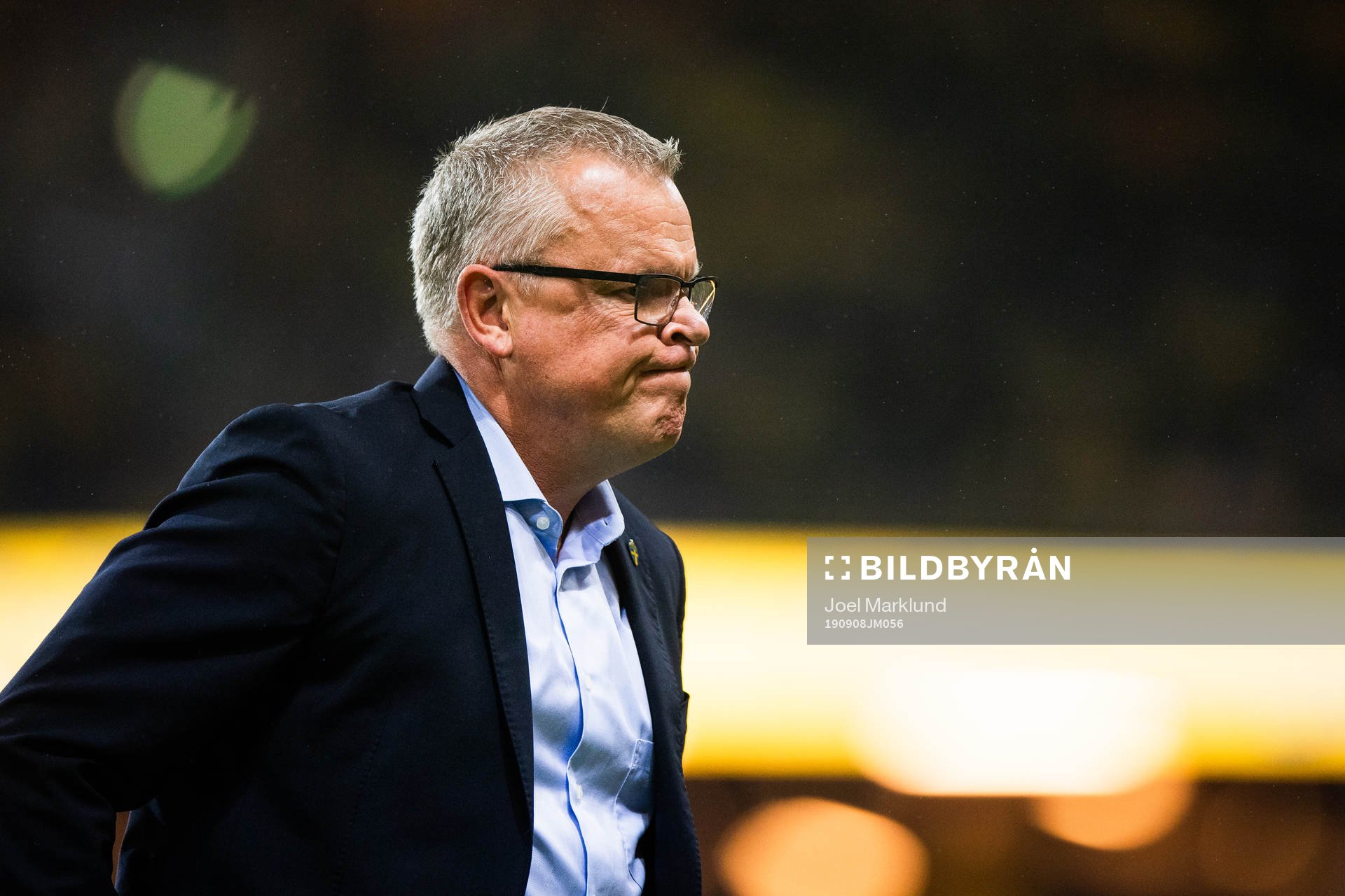 Janne Andersson, head coach of Sweden looks dejecetd
