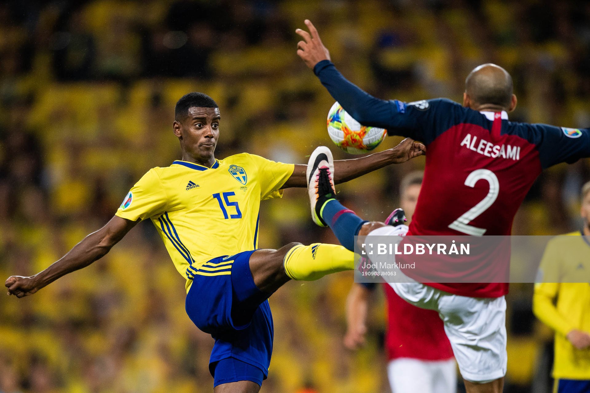 Alexander Isak of Sweden and Haitam Aleesami of Norway