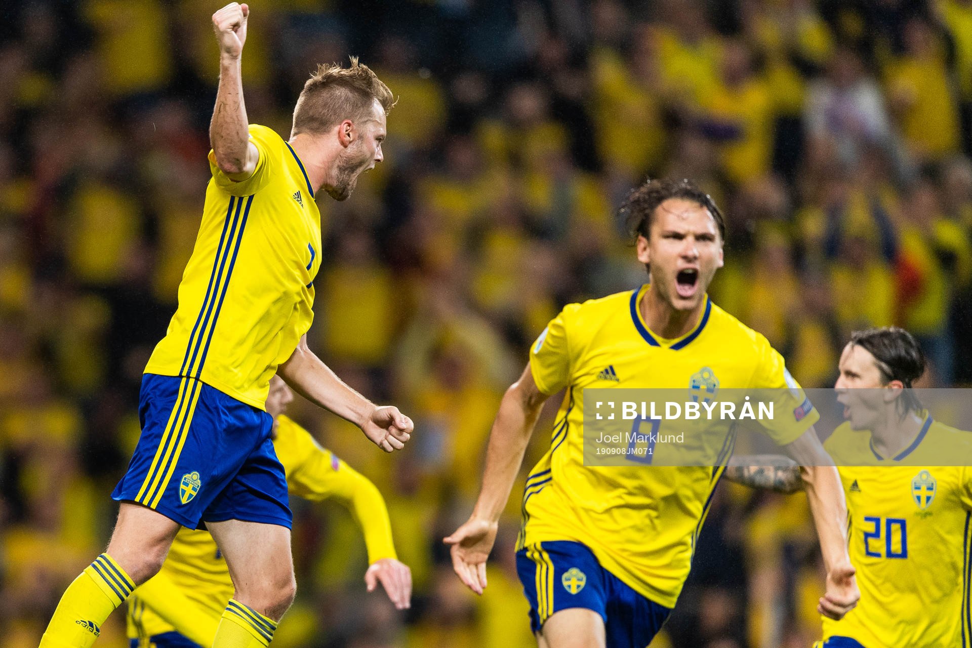 Sebastian Larsson and Albin Ekdal of Sweden celebrate