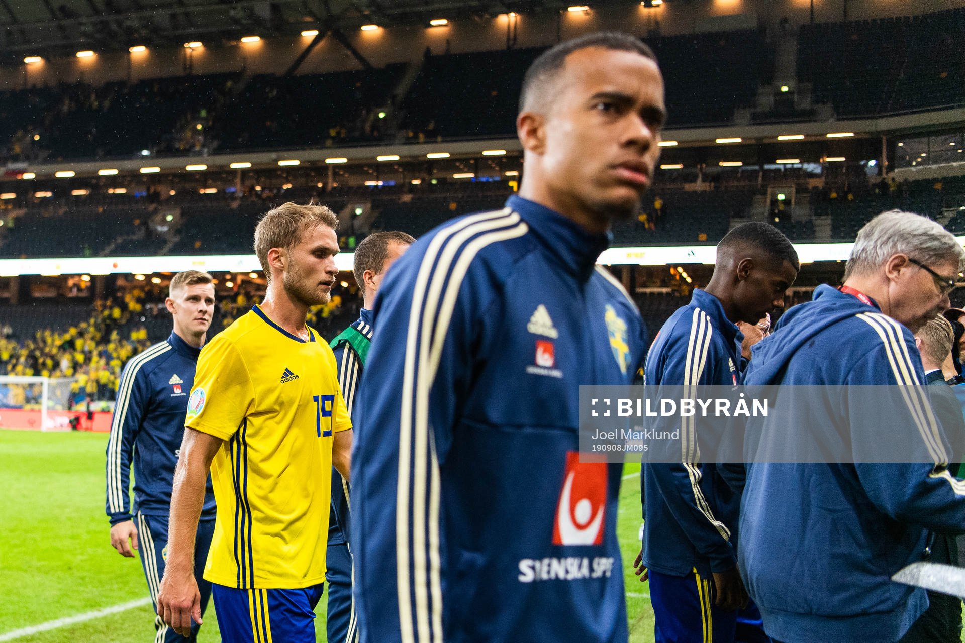 Sebastian Andersson and Robin Quaison of Sweden look
