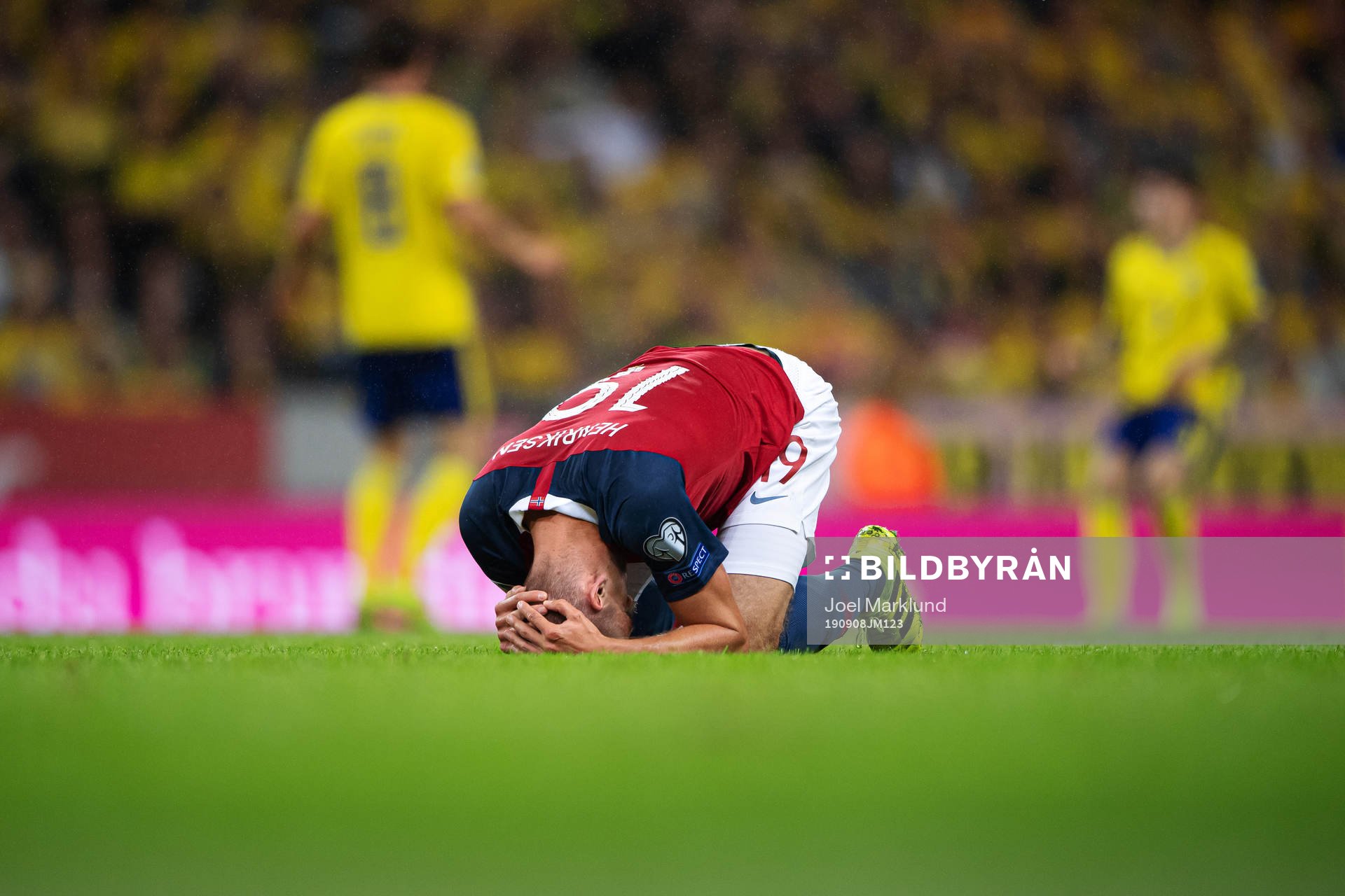 Markus Henriksen of Norway looks dejected