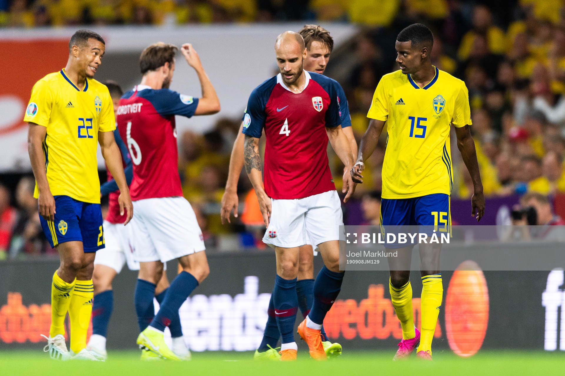 Robin Quaison and Alexander Isak of Sweden