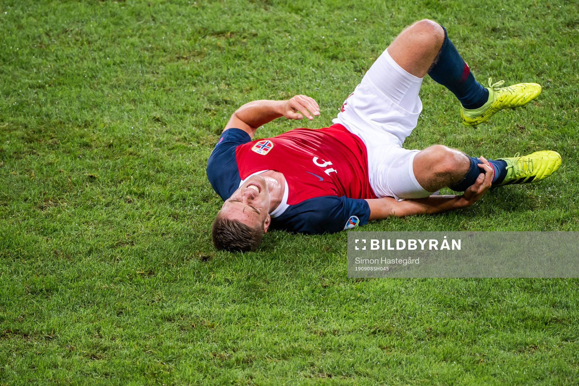 Markus Henriksen of Norway in pain