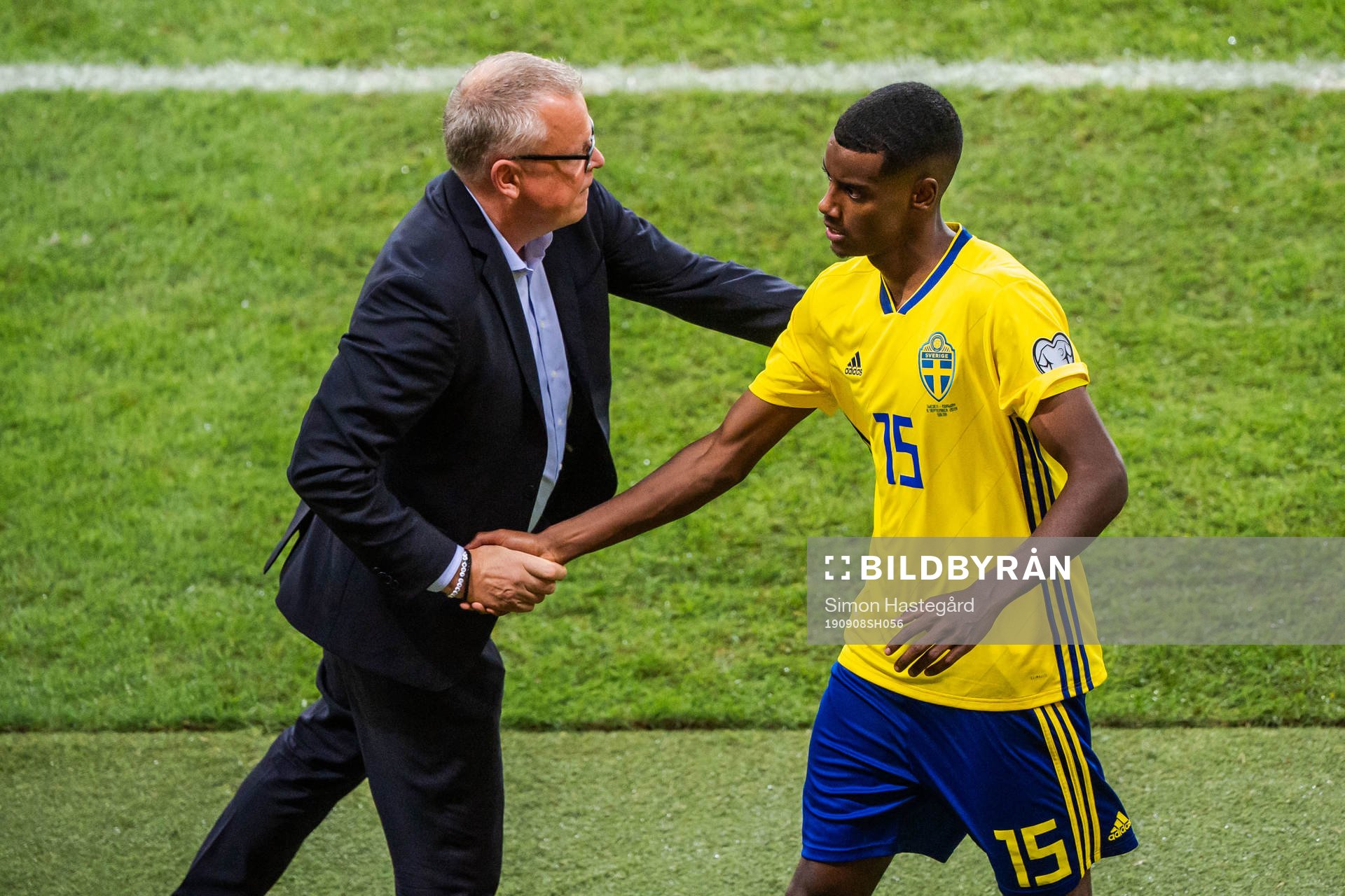 Janne Andersson, head coach and Alexander Isak of Sweden