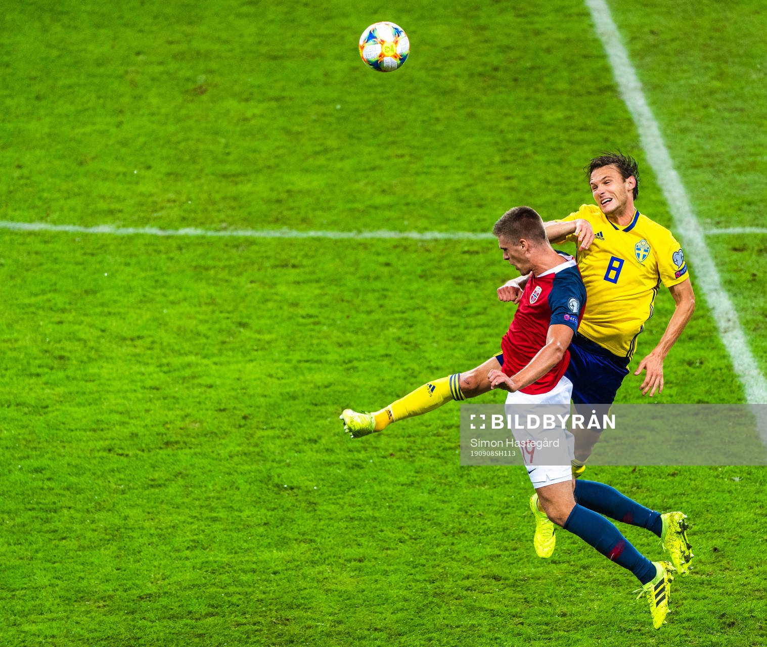 Markus Henriksen of Norway and Albin Ekdal of Sweden