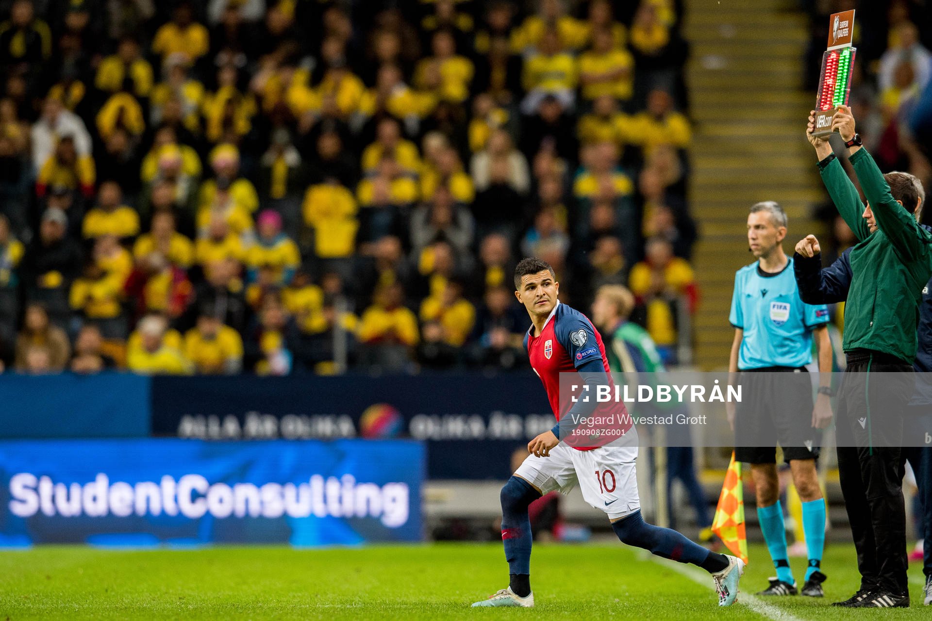 Tarik Elyounoussi of Norway is substituted