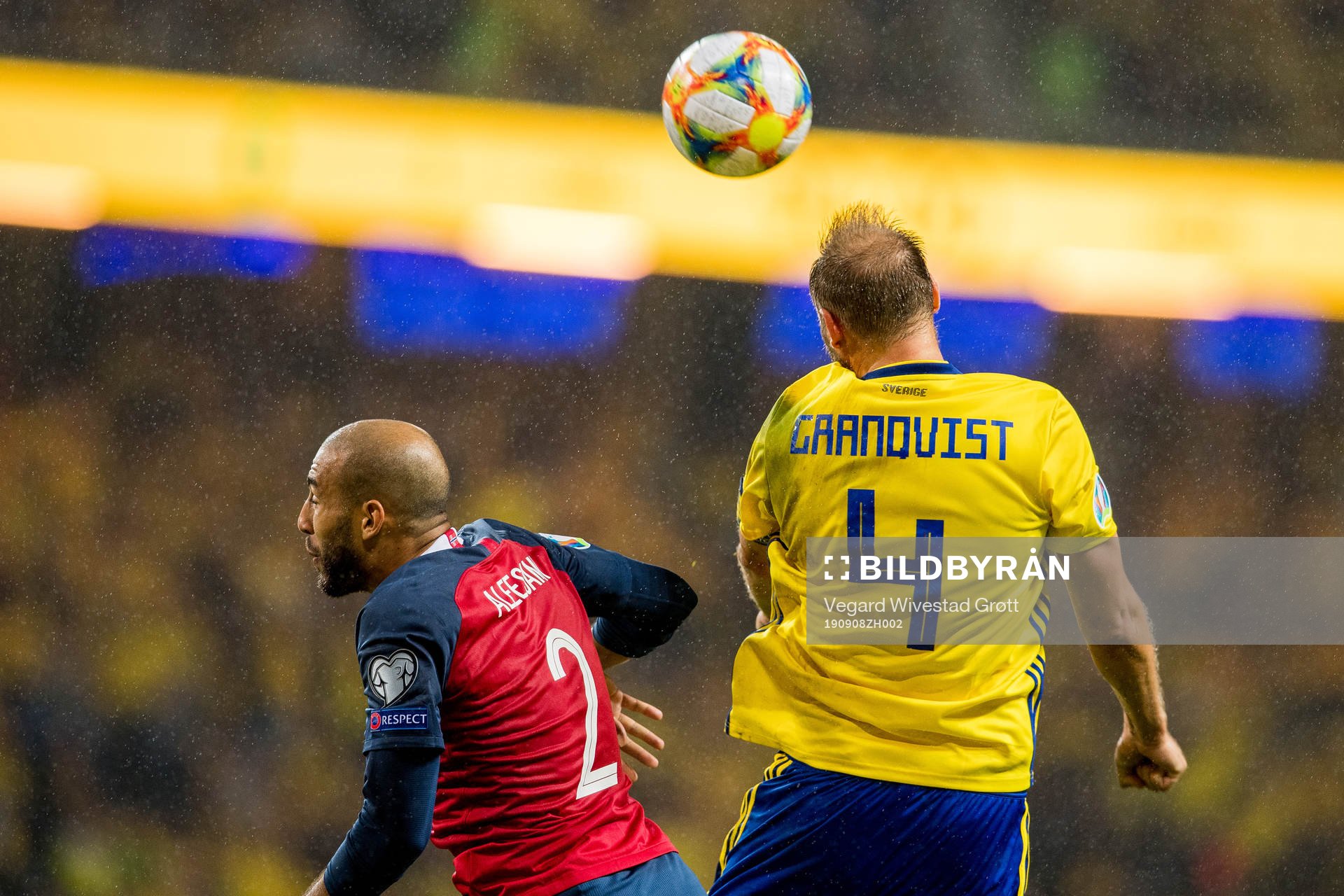 Haitam Aleesami of Norway and Andreas Granqvist of Sweden