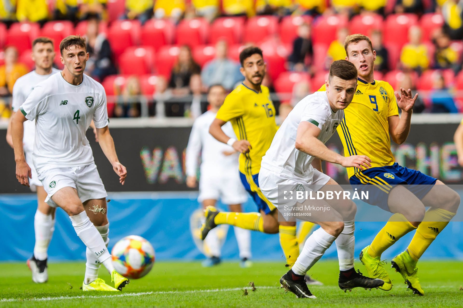 Dejan Kulusevski of Sweden and Darragh Leahy of Ireland