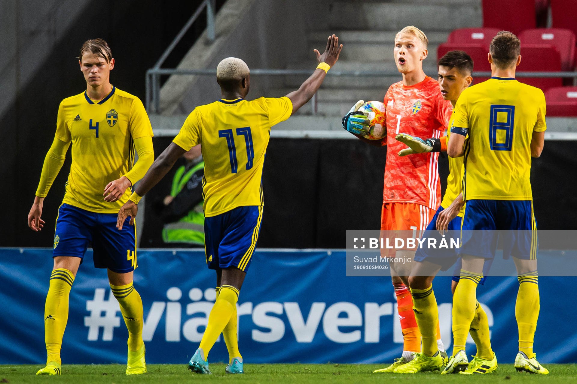 Goalkeeper Pontus Dahlberg of Sweden celebrate with