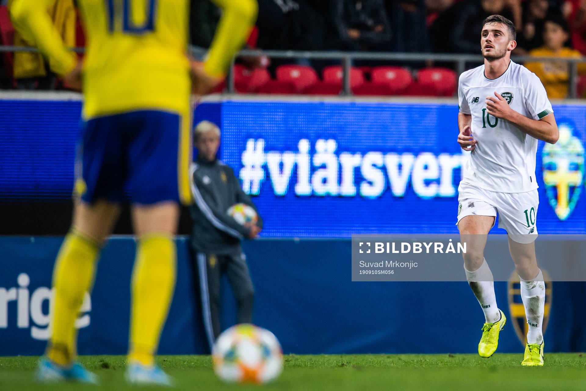 Troy Parrott of Ireland celebrate after 1-3 during the UEFA European Under-21 Qualifier match between Sweden and Ireland on September 10 2019 in Kalmar.