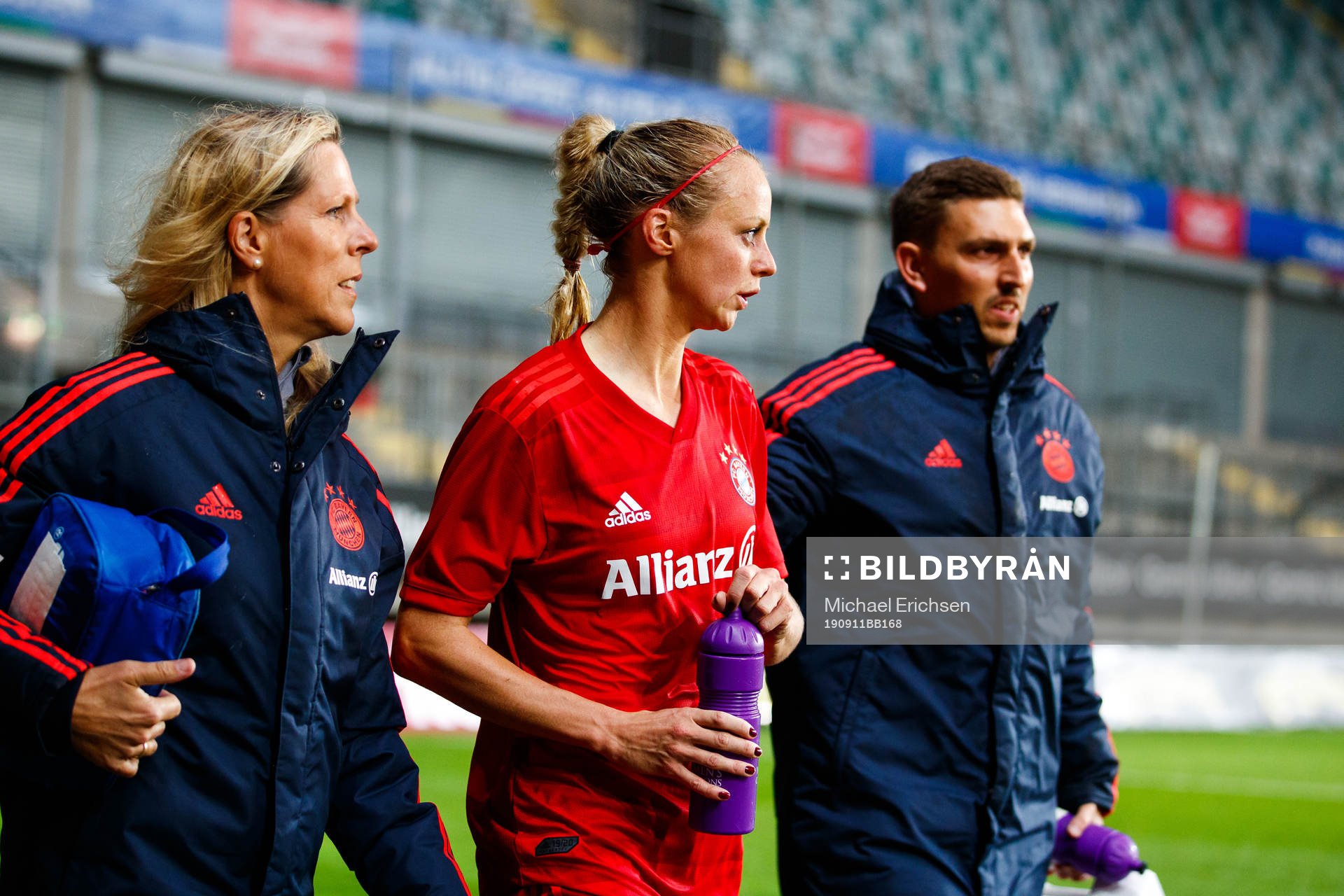 Amanda Ilestedt of Bayern Munich receives medical treatment