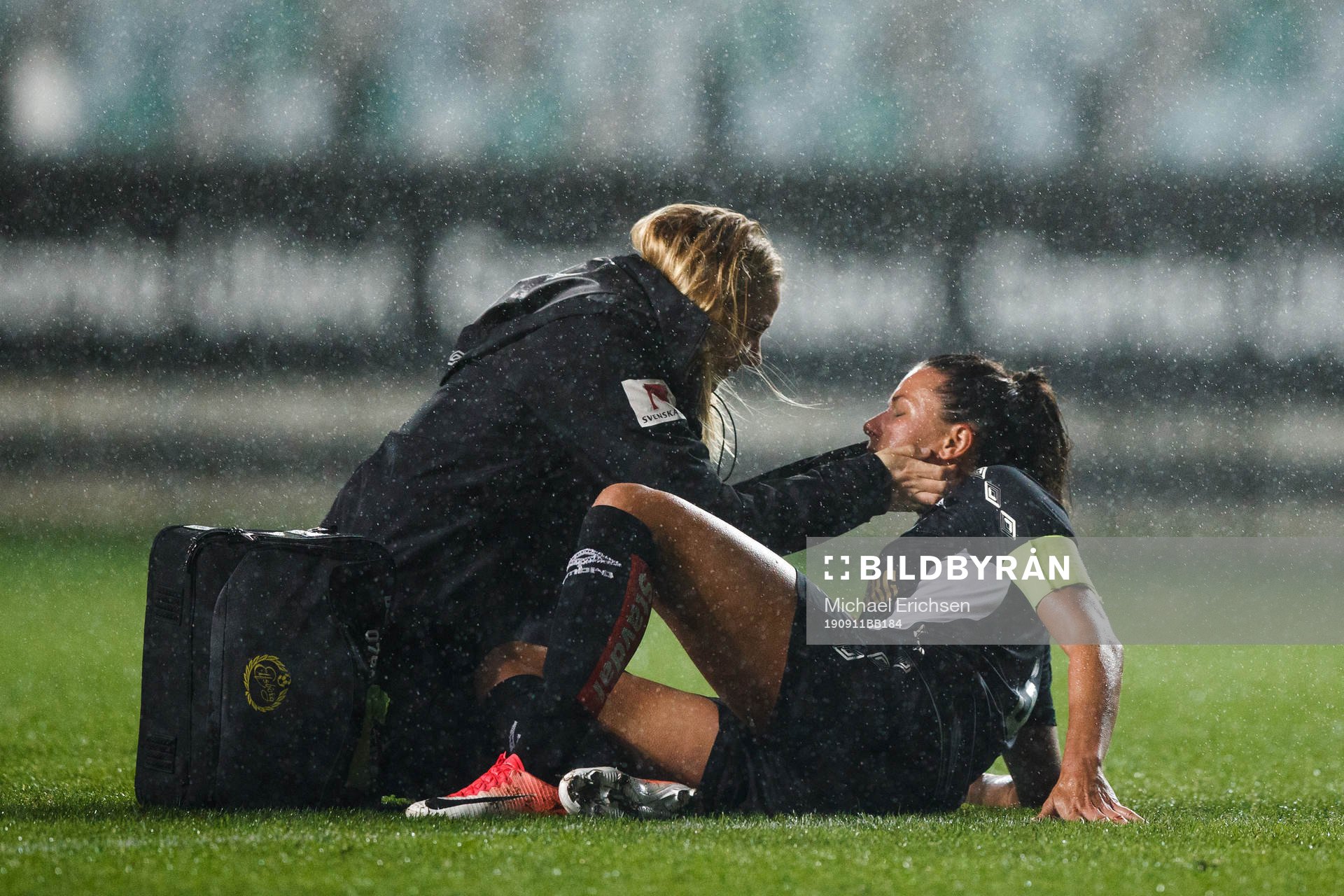 Beata Kollmats of Göteborg receives medical treatment
