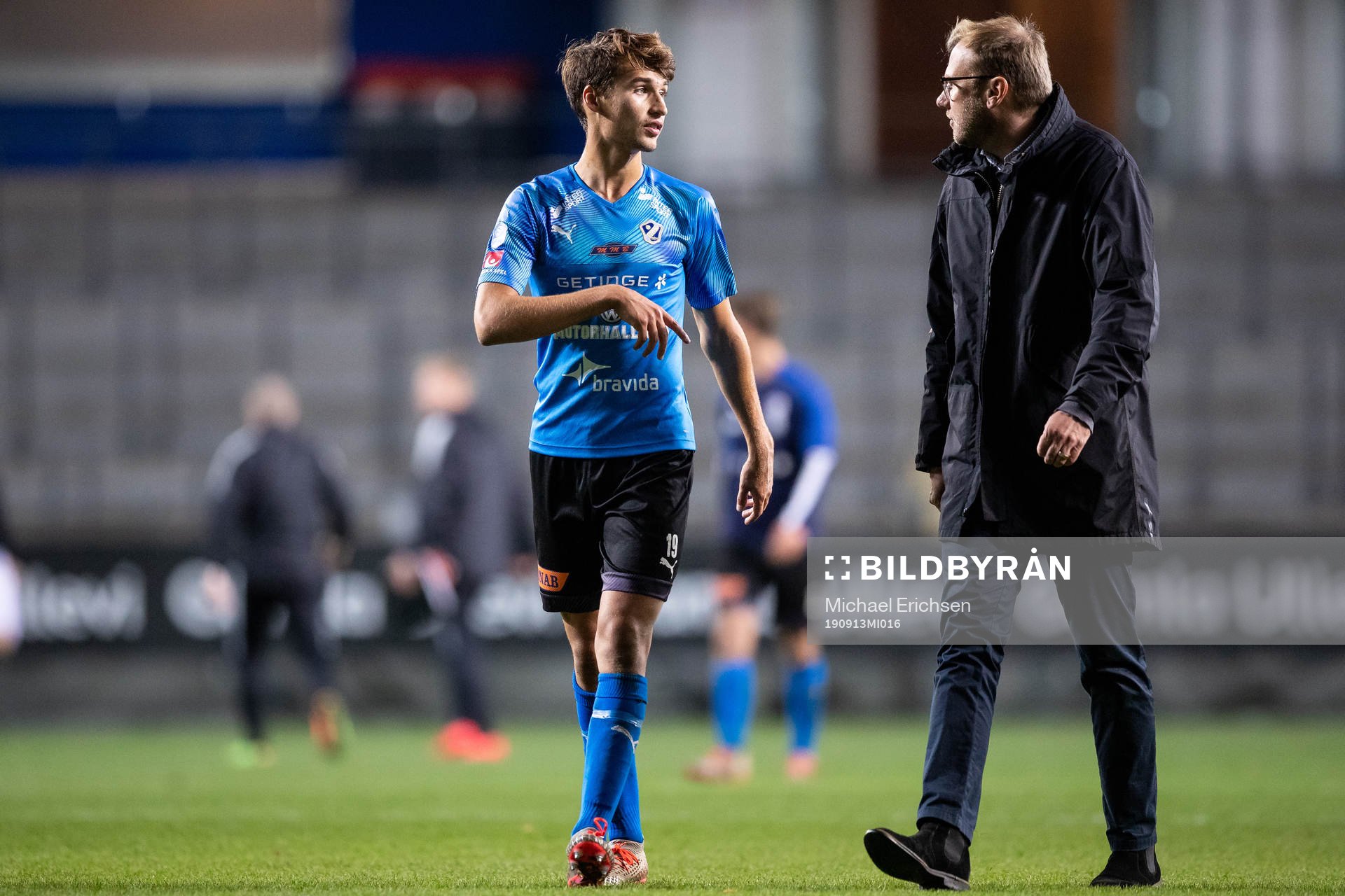 Halmstads Rasmus Wiedesheim-Paul och tränare Magnus Haglund
