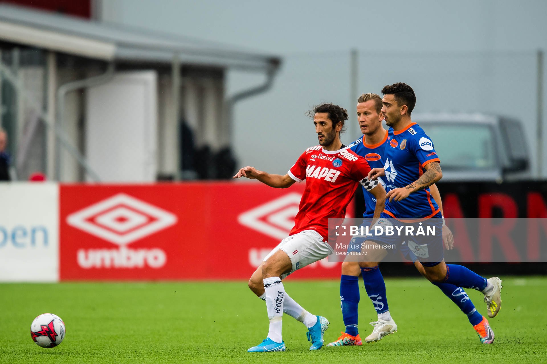 Adem Güven of Kongsvinger and Niklas Fernando Nygaard Castro of Aalesund during the OBOS-ligaen match between Kongsvinger and Aalesund on September 14, 2019 in Kongsvinger.