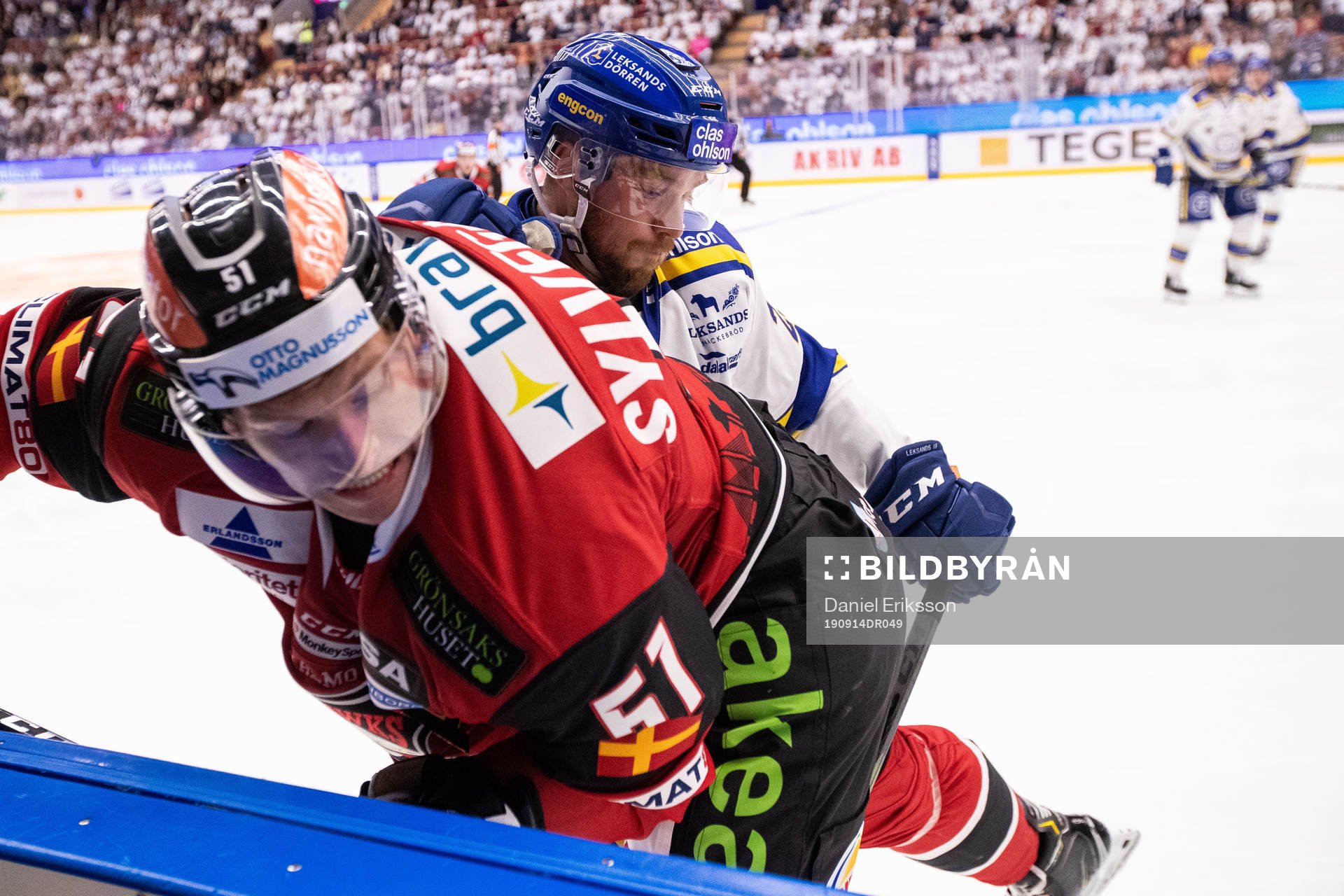 Leksands Linus Persson och Malmö Redhawks Emil Sylvegård