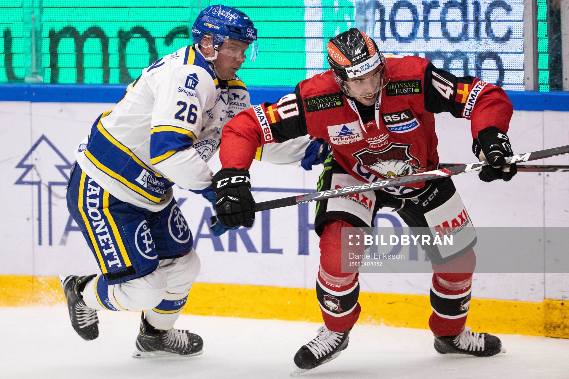 Leksands Patrik Zackrisson och Malmö Redhawks Jesper Jensen