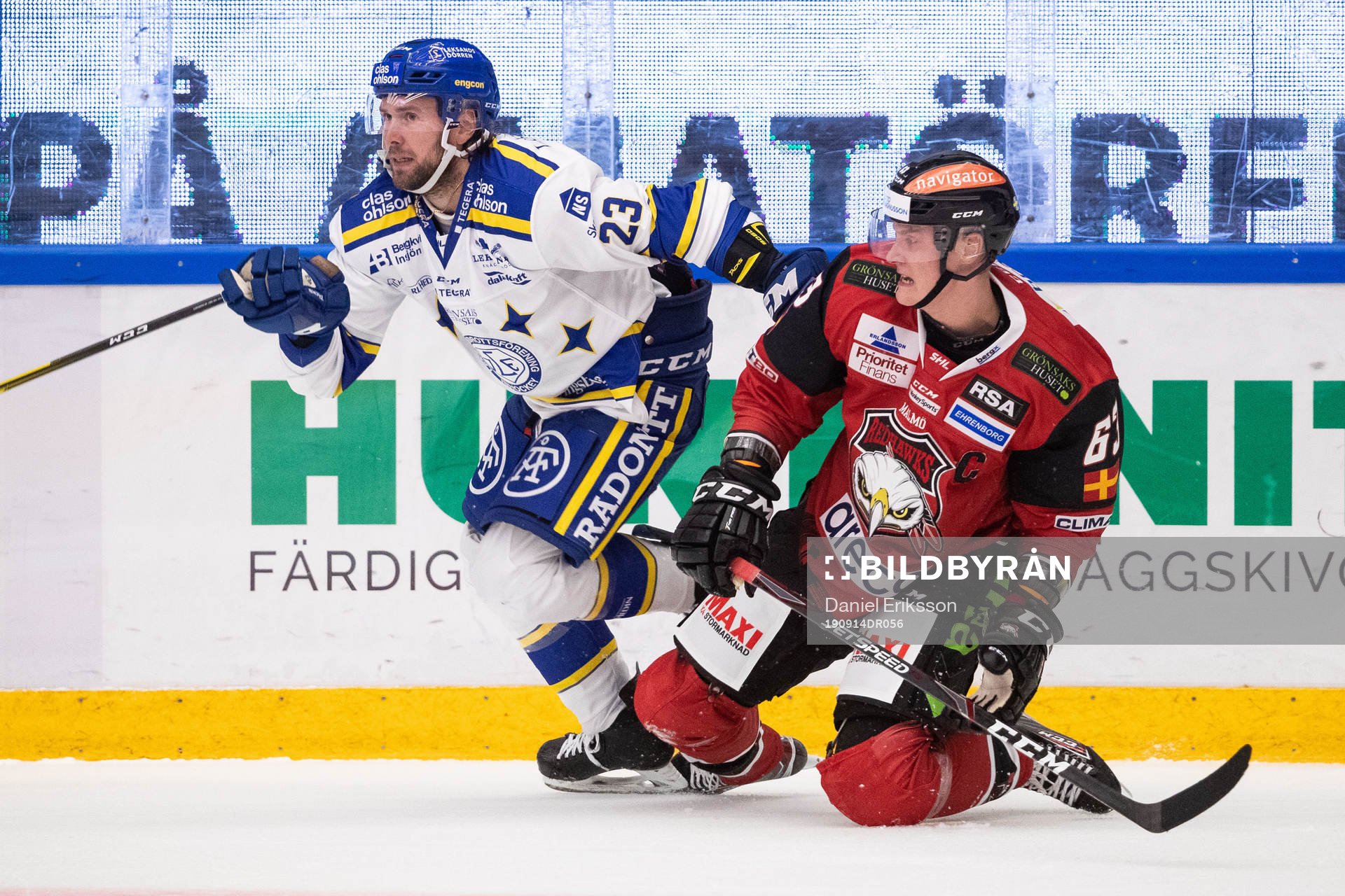 Leksands André Hult  och Malmö Redhawks Fredrik Händemark
