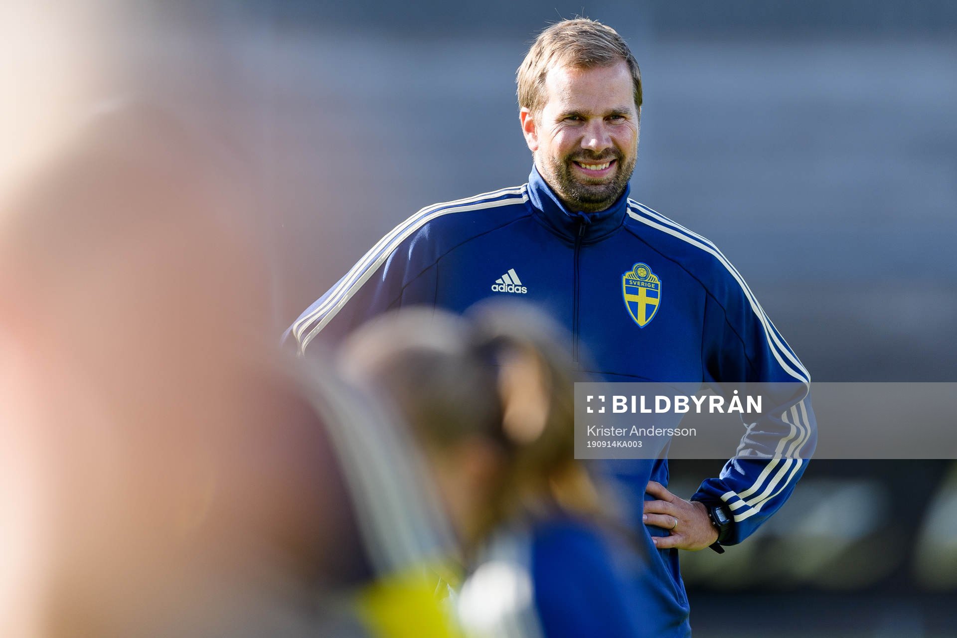 Sveriges förbundskapten Pär Lagerström före F16-landskampen i fotboll mellan Sverige och Tyskland den 14 september 2019 i Halmstad.