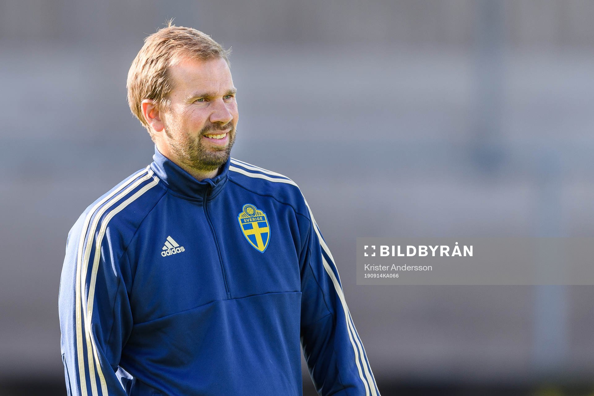 Sveriges förbundskapten Pär Lagerström före F16-landskampen i fotboll mellan Sverige och Tyskland den 14 september 2019 i Halmstad.