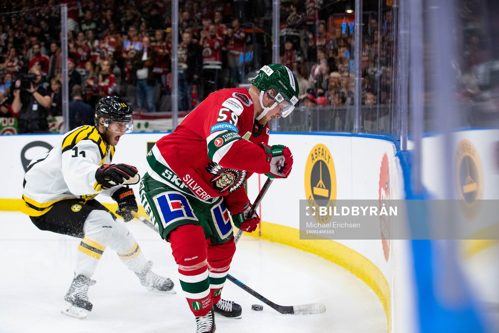 Brynäs Josef Ingman  och Frölundas Simon Hjalmarsson