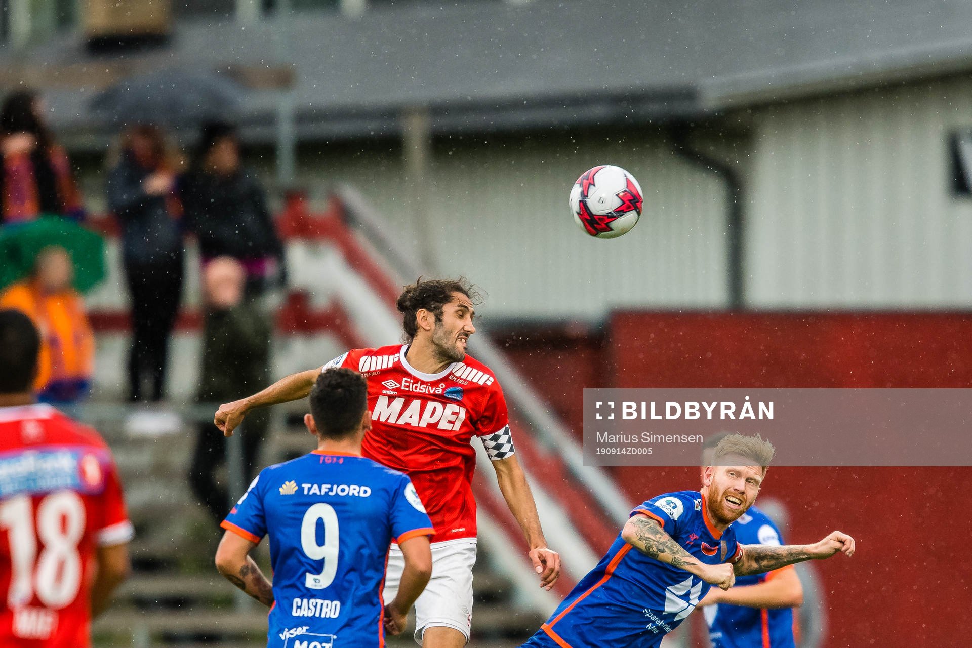 Adem Güven of Kongsvinger and Fredrik Kjernmoen Carlsen of Aalesund during the OBOS-ligaen match between Kongsvinger and Aalesund on September 14, 2019 in Kongsvinger.