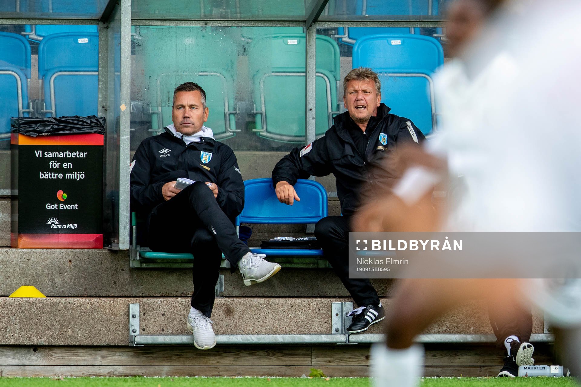 Göteborgs tränare Marcus Lantz under fotbollsmatchen i Damallsvenskan mellan Kopparbergs/Göteborg och Rosengård den 15 september 2019 i Göteborg. 
