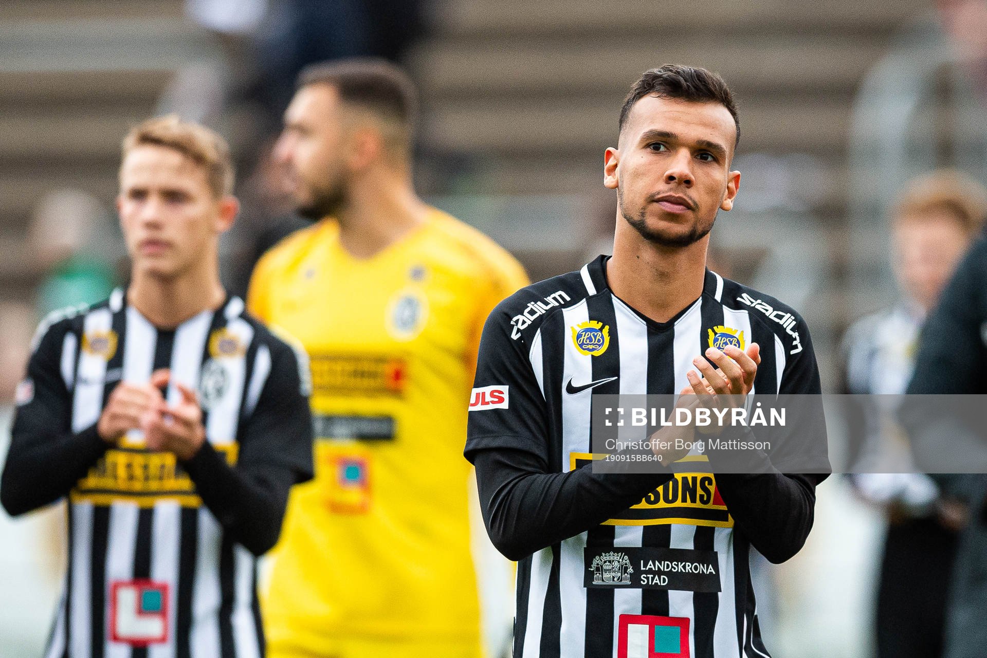 Landskronas Sumar Almadjed jublar efter fotbollsmatchen i Division 1 södra mellan Landskrona och Oddevold den 15 september 2019 i Landskrona.