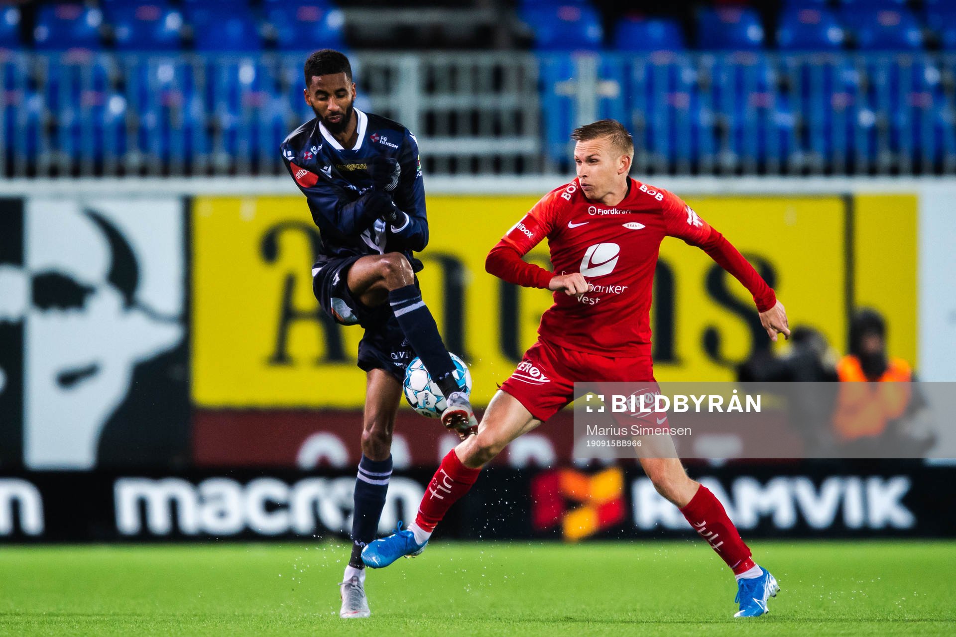 Liridon Kalludra of Kristiansund and Taijo Teniste of Brann