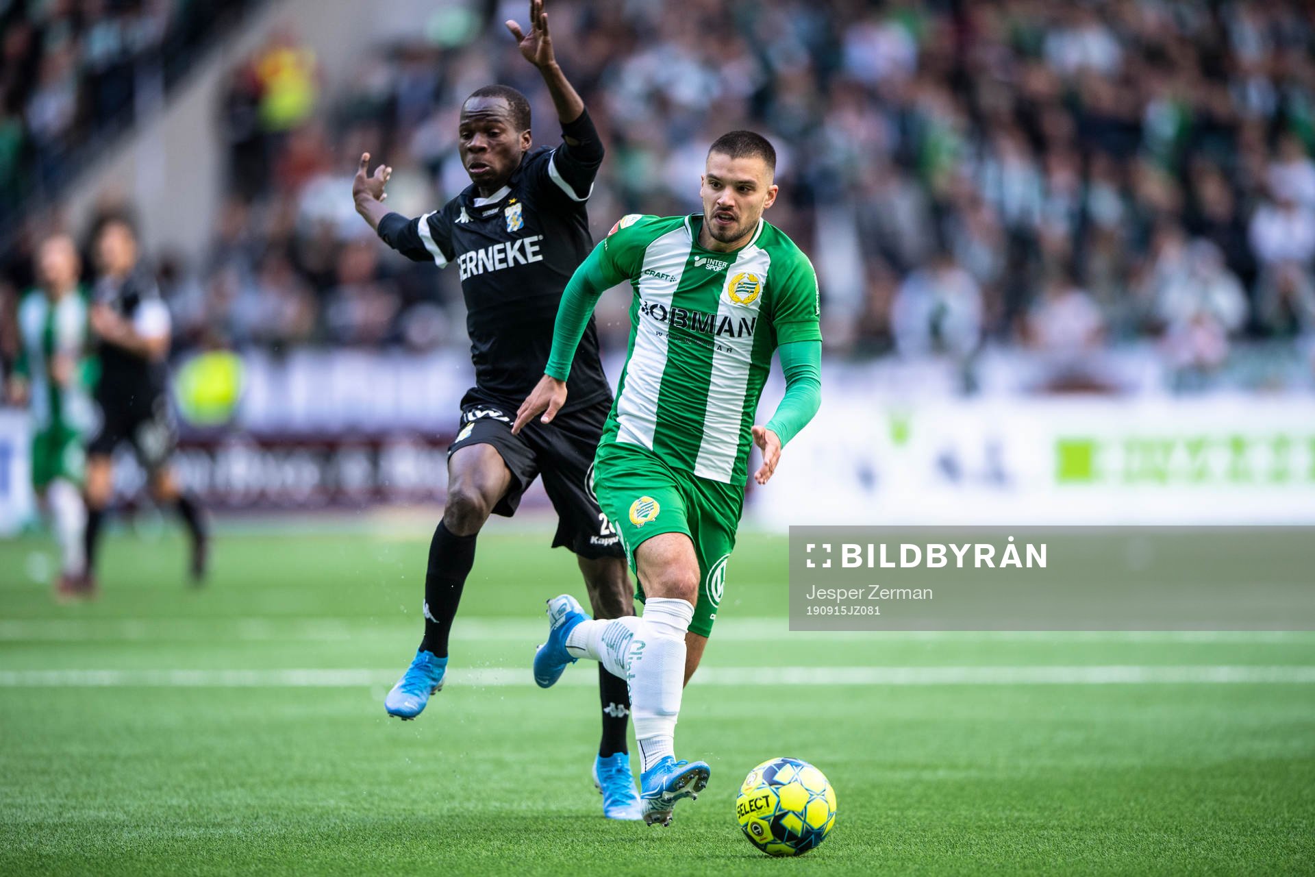 Hammarbys Vladimir Rodic och IFK Göteborgs Alhassan Yusuf