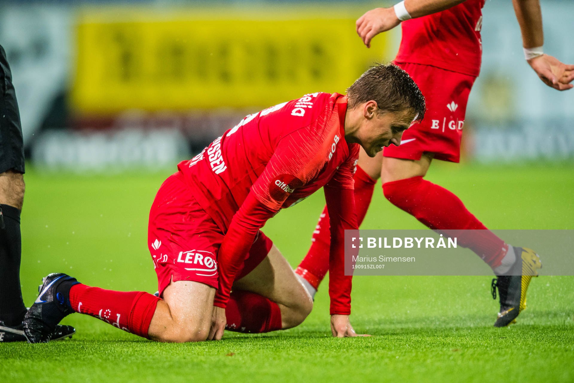Ruben Yttergård Jenssen of Brann in pain